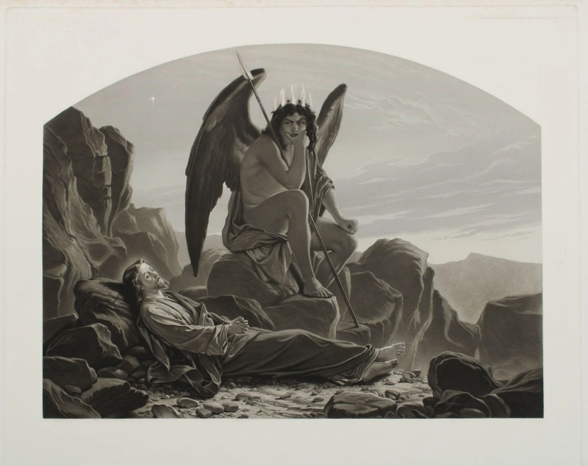 Satan watching the Sleep of Christ in the Wilderness of Temptation