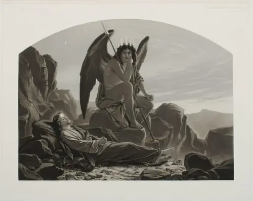 Satan watching the Sleep of Christ in the Wilderness of Temptation