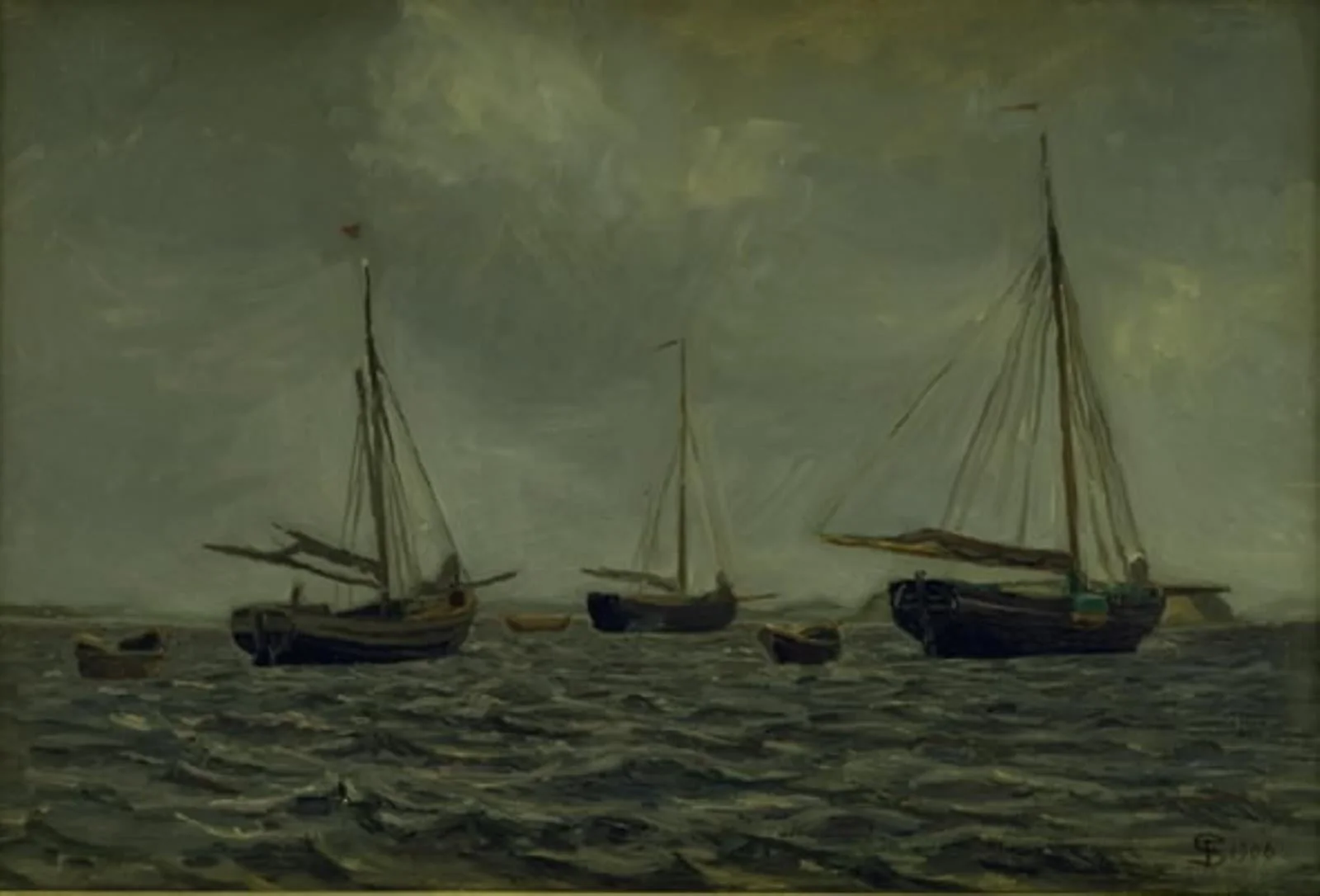 Ships at Anchor, by Unknown, 1906