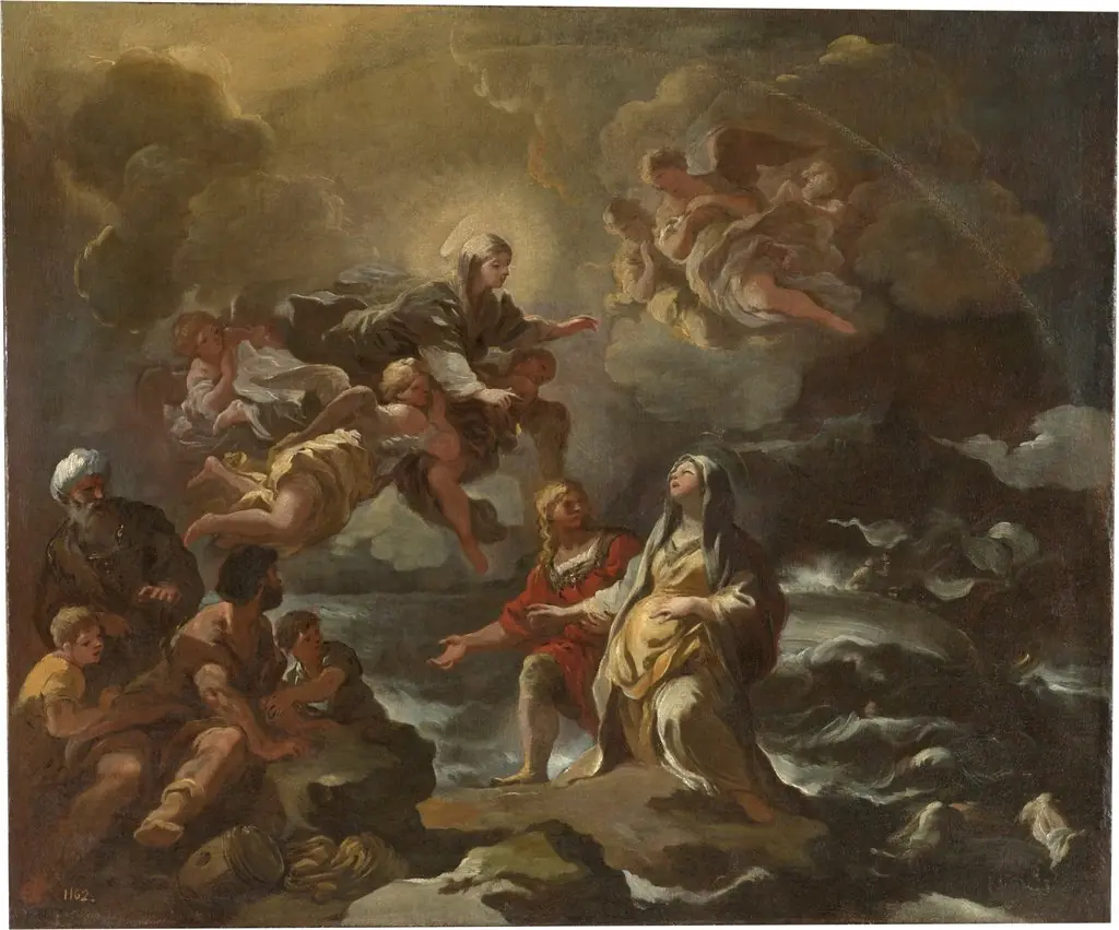 Saint Bridget saved from a shipwreck by the Virgin Mary