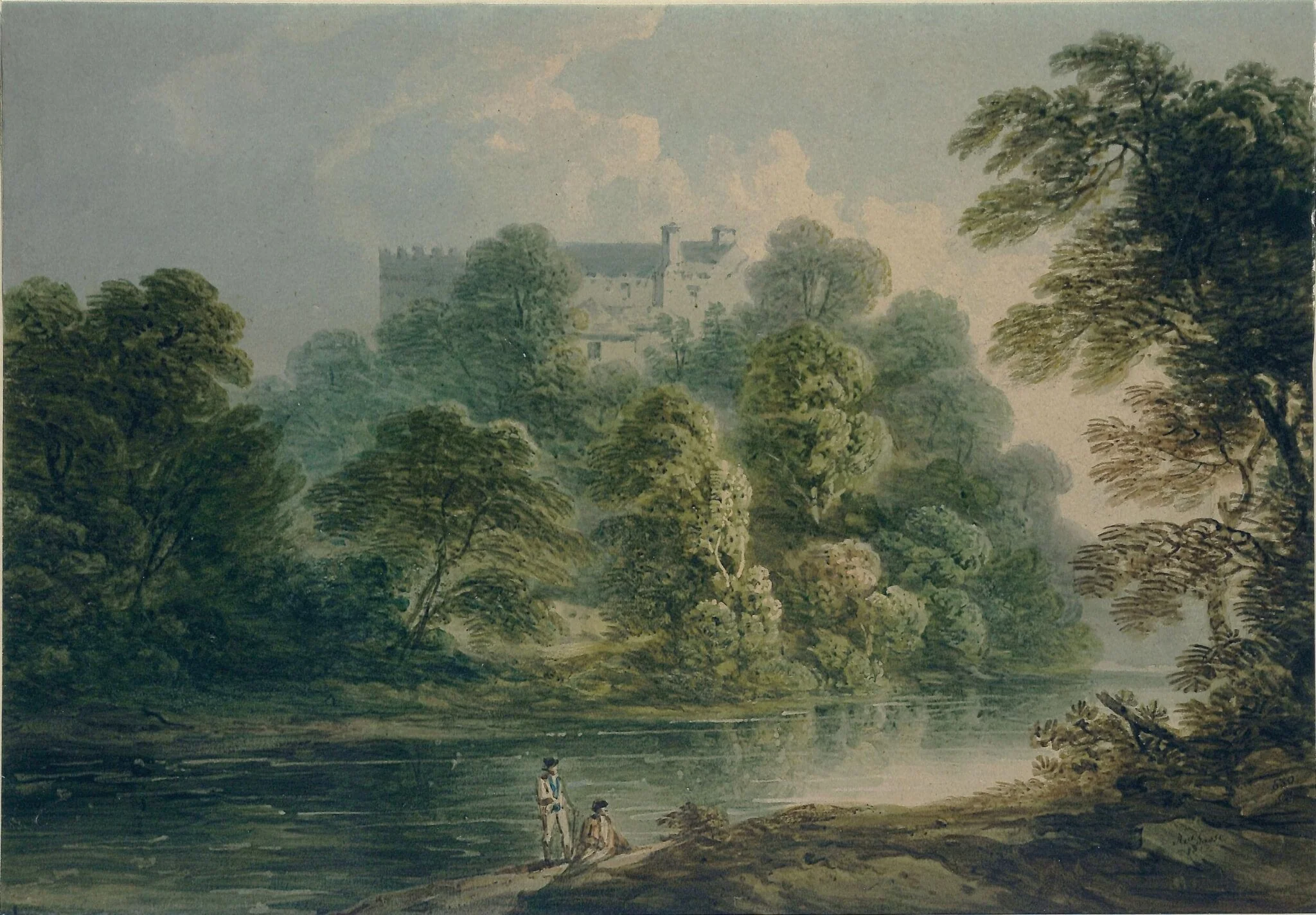 Castle on the Liffey, Ireland, by Richard Sasse, watercolor, 1812