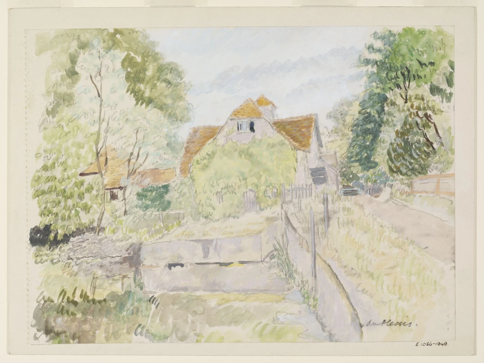 Old Mill, Mapledurham, by Du Plessis, watercolor, 1940