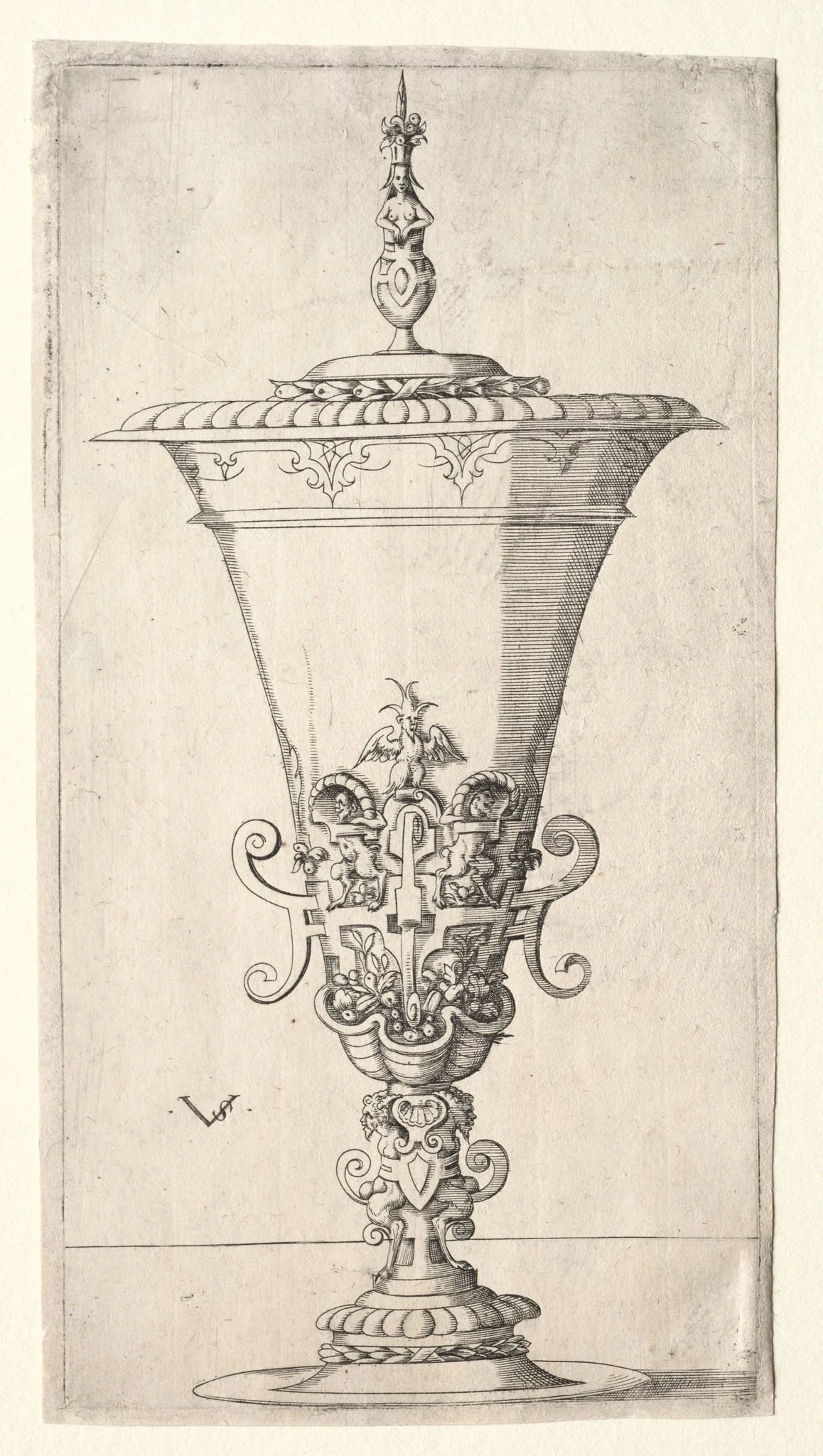 Covered Cup with Satyrs