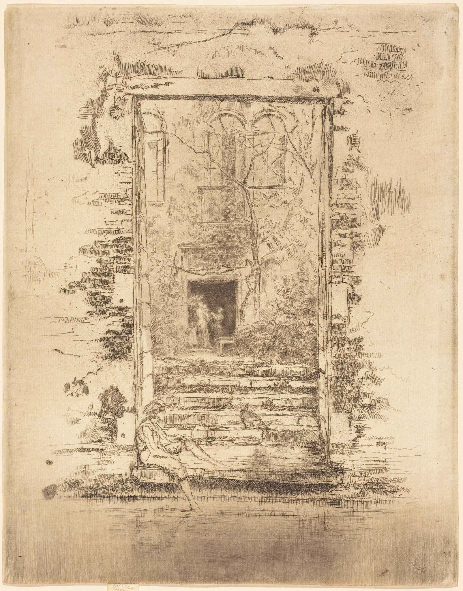 Garden, by James McNeill Whistler, ink, 1880