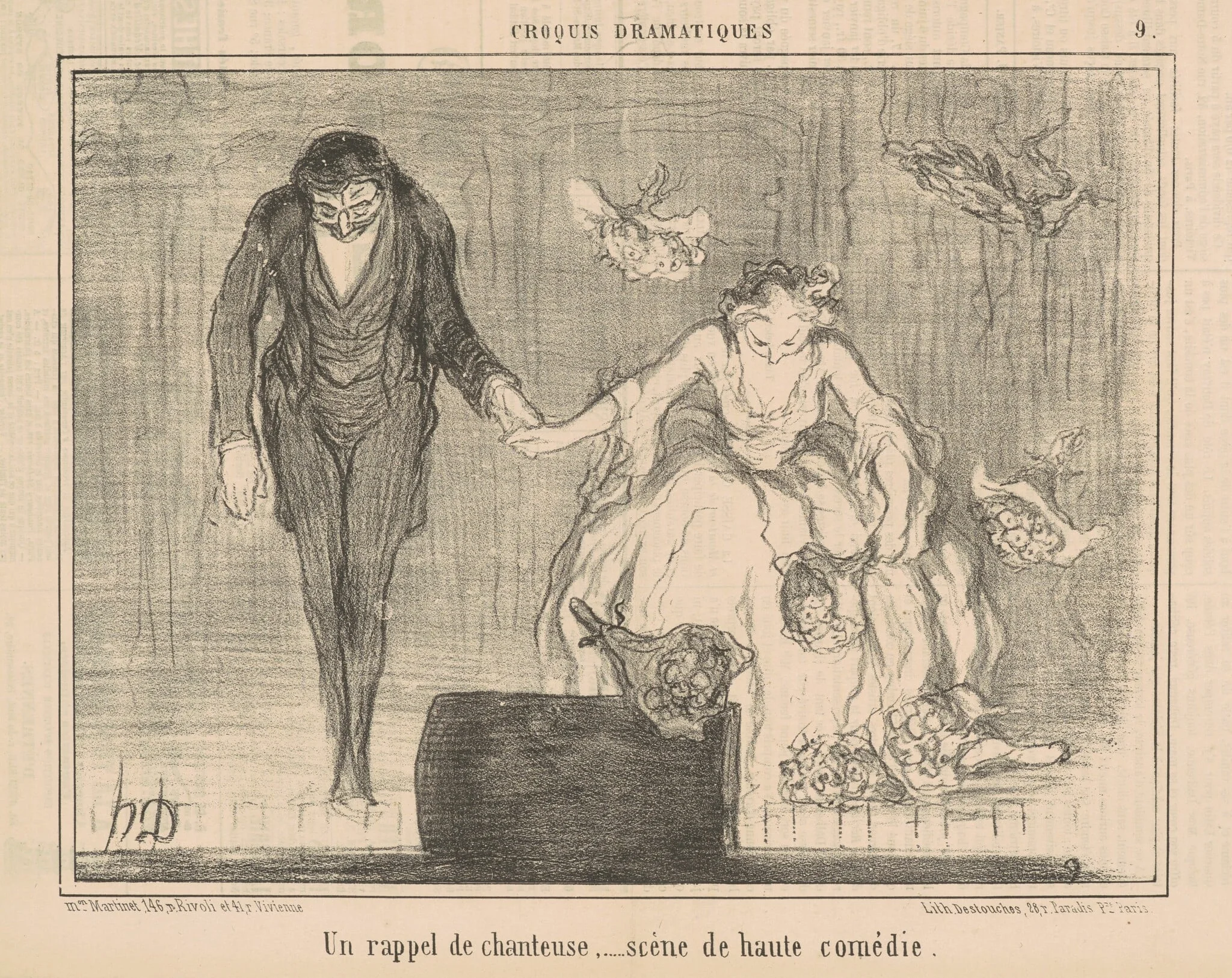 Un rappel de chanteuse ..., by Honoré Daumier, ink, 1857