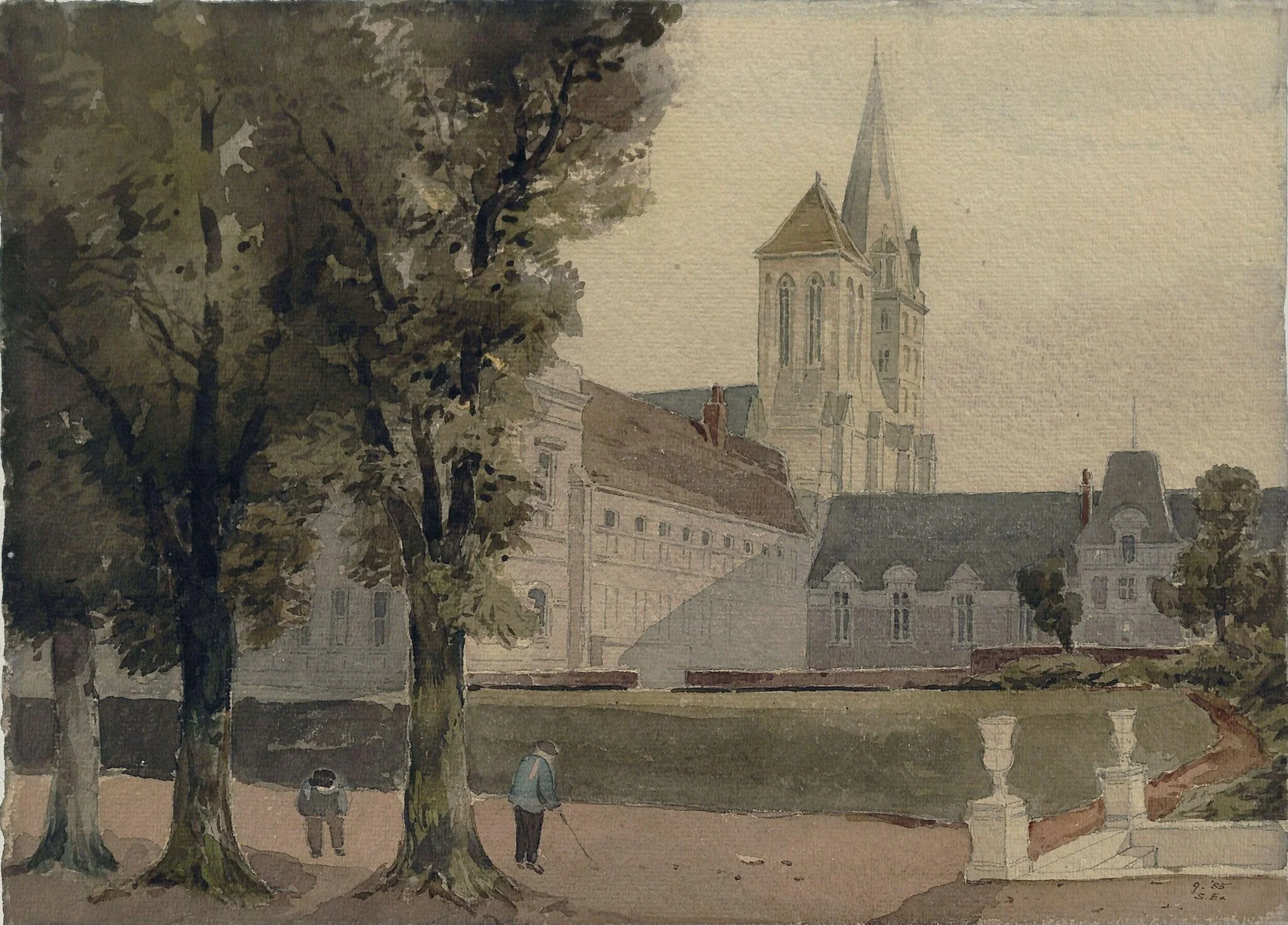 Lisieux, Normandy, by Edward Robinson, watercolor, 1840