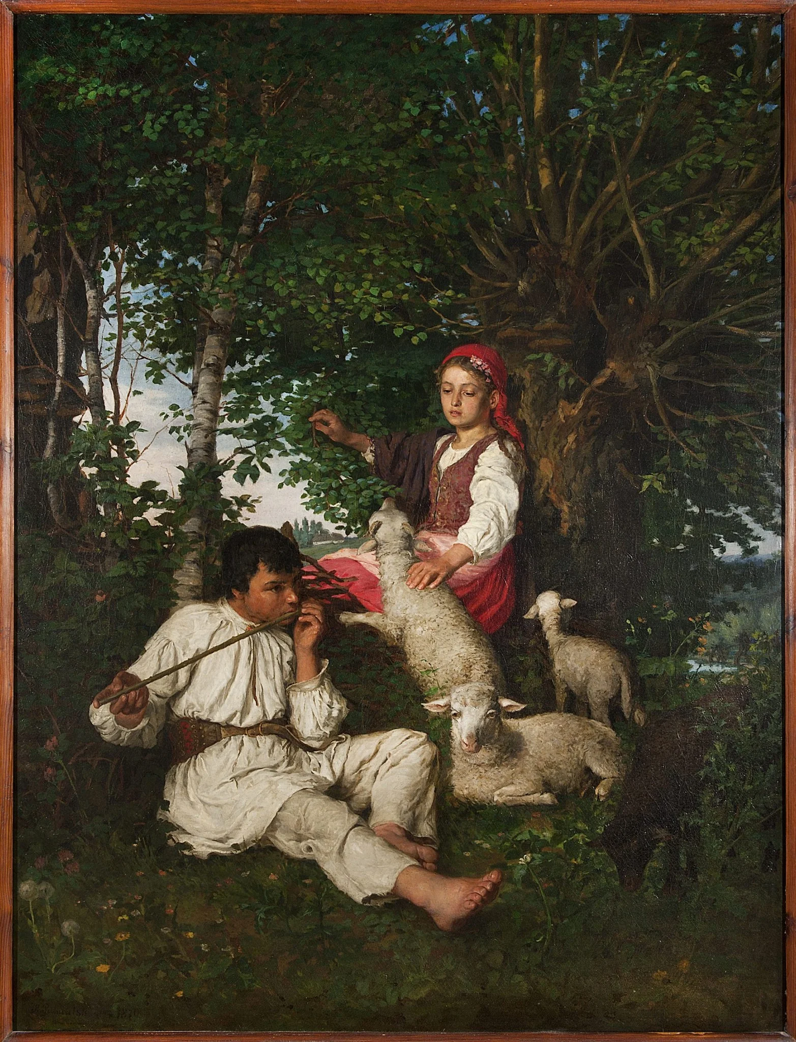 Pair of shepherds in the forest – Idyll