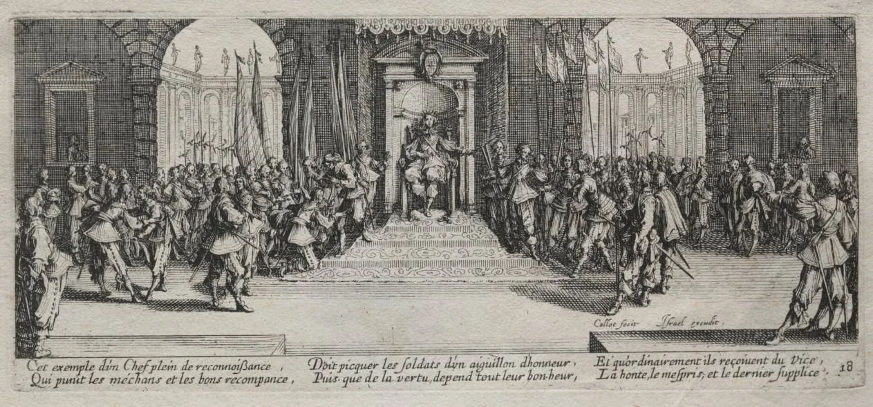 The Large Miseries of War:  Distribution of Recompense, by Jacques Callot, 1633