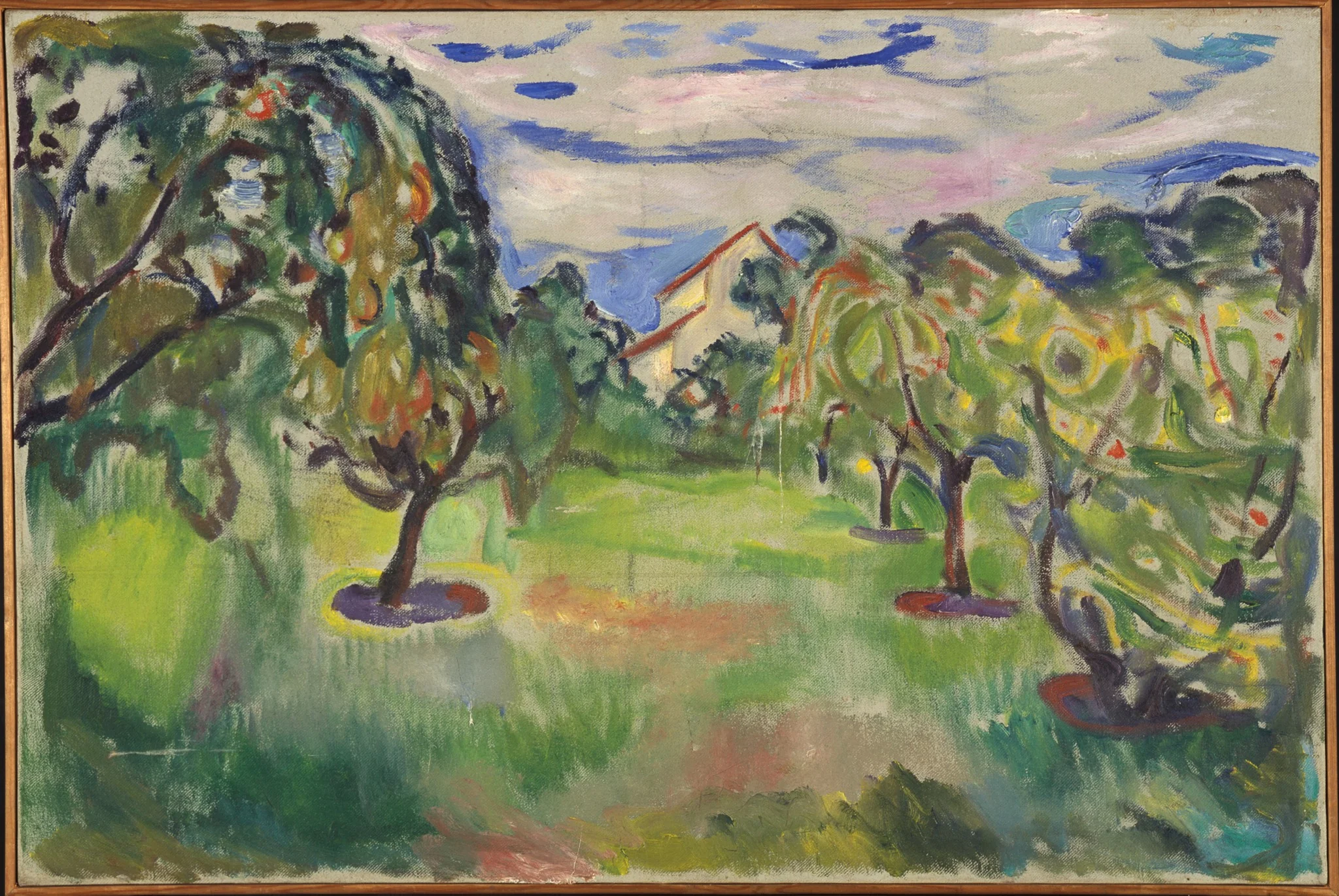 Garden with Apple Trees, by Edvard Munch, oil, 1920