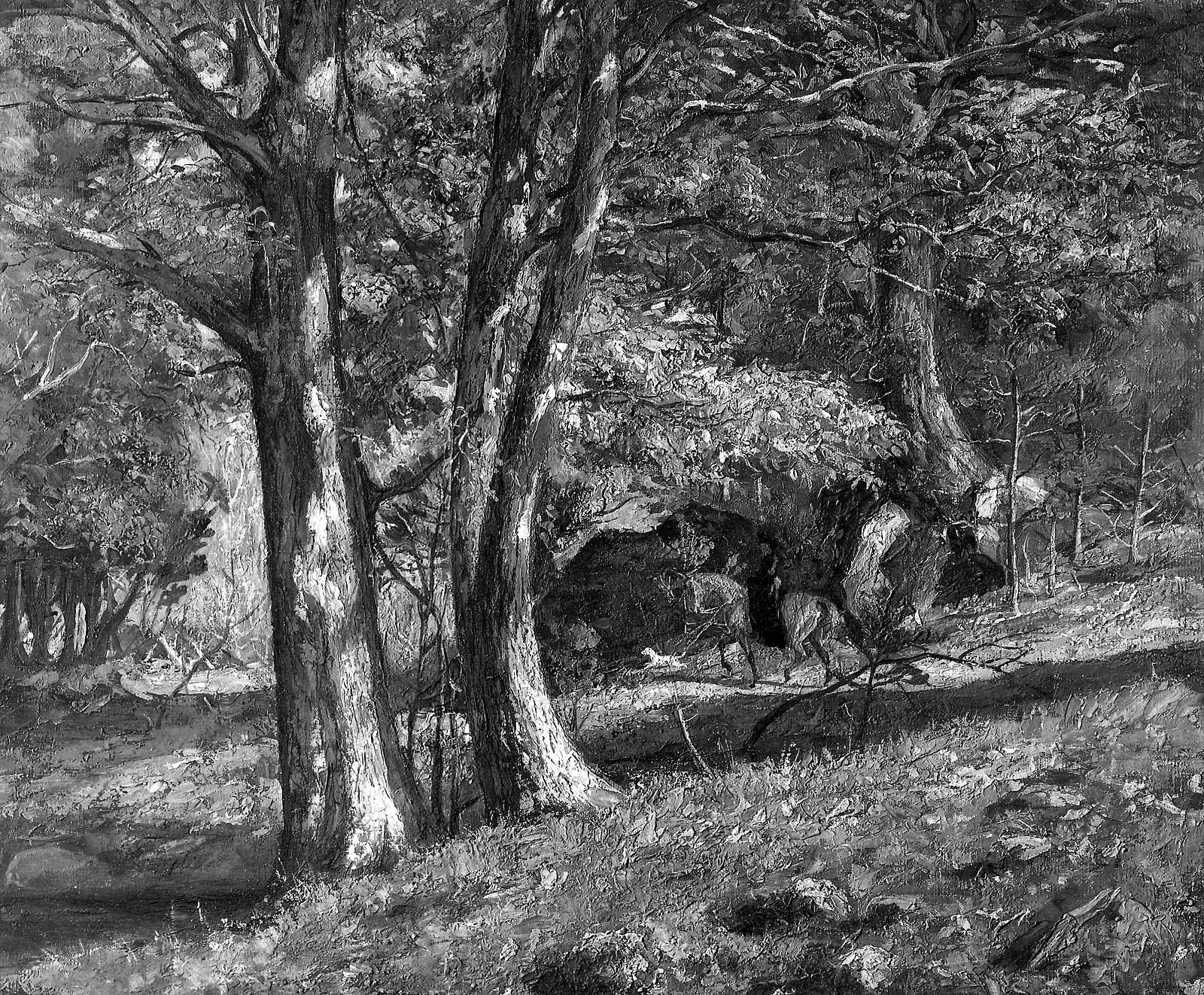 Woods and Equestrienne, by Thomas R. Robinson, oil, 1870