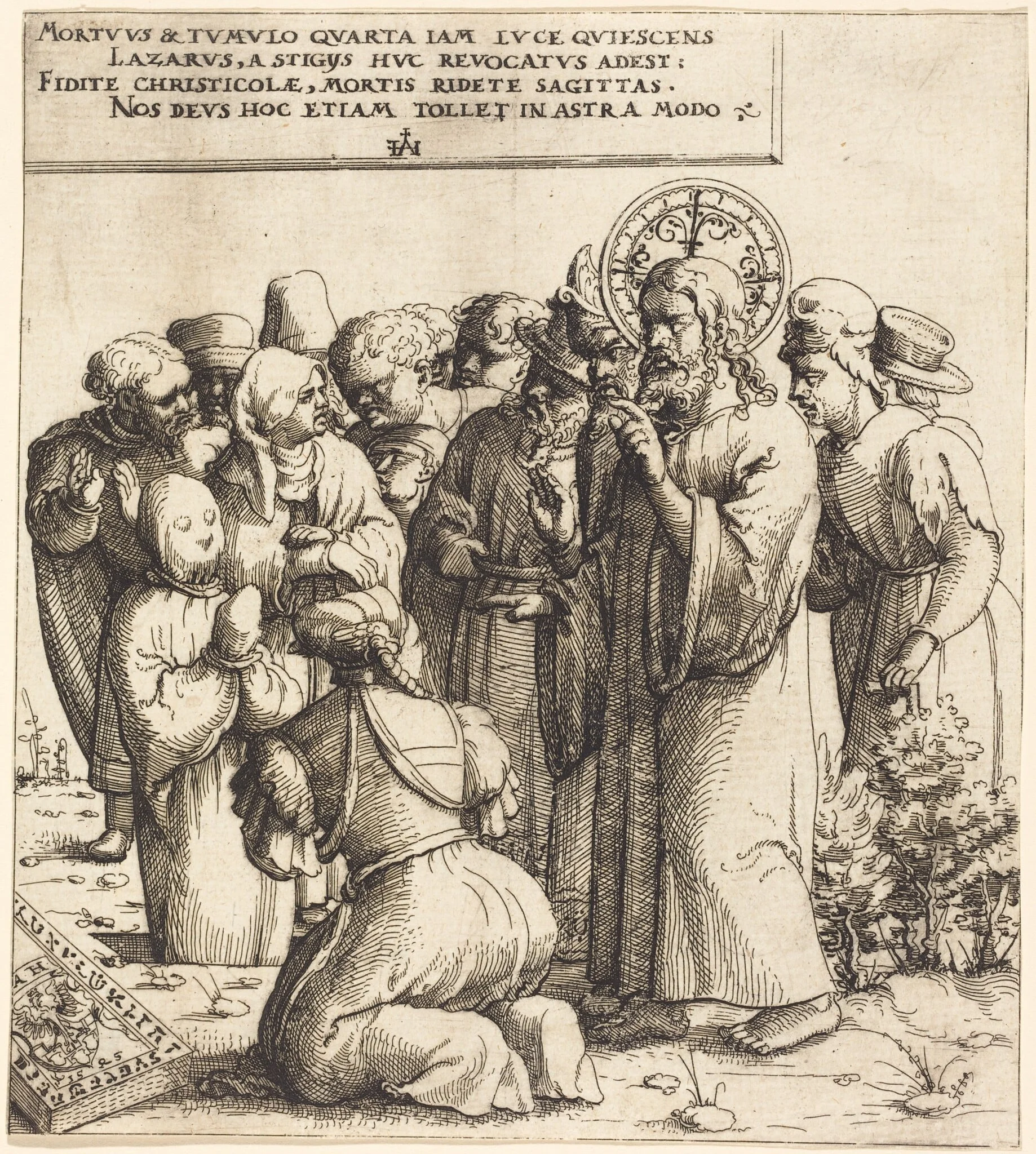 The Raising of Lazarus, by Augustin Hirschvogel, ink, 1545