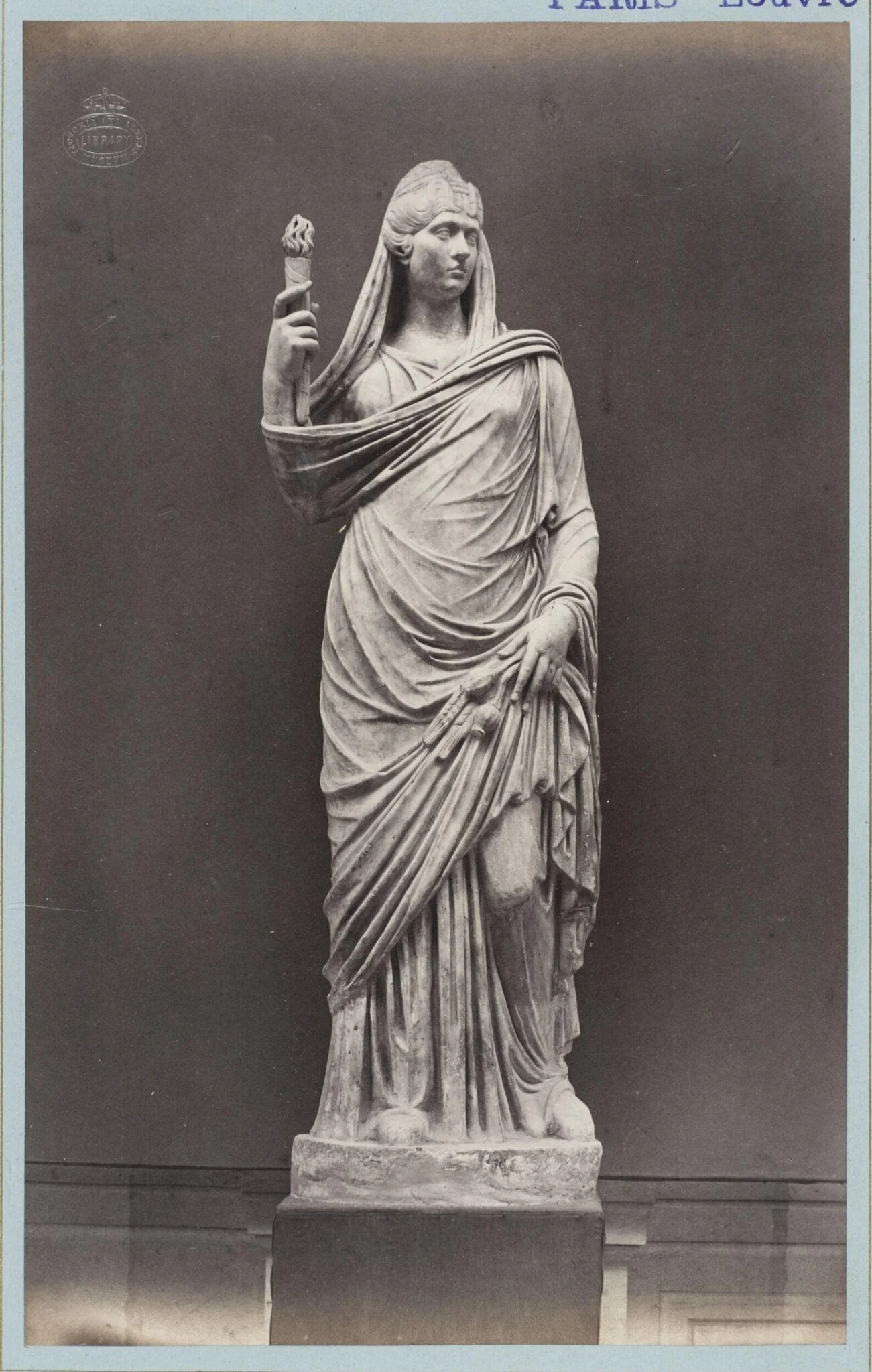 Marble statue of a Roman lady, by Louise Laffon, photographic, 1864