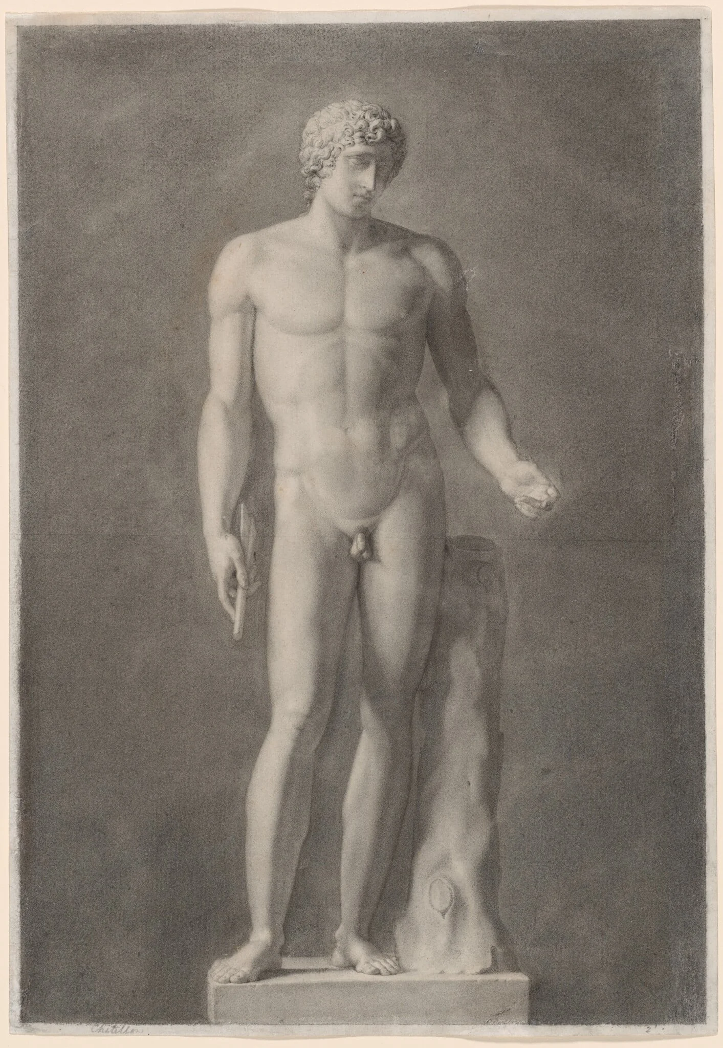 Apollo or Adonis, by Henri-Guillaume Chatillon, chalk, 1818