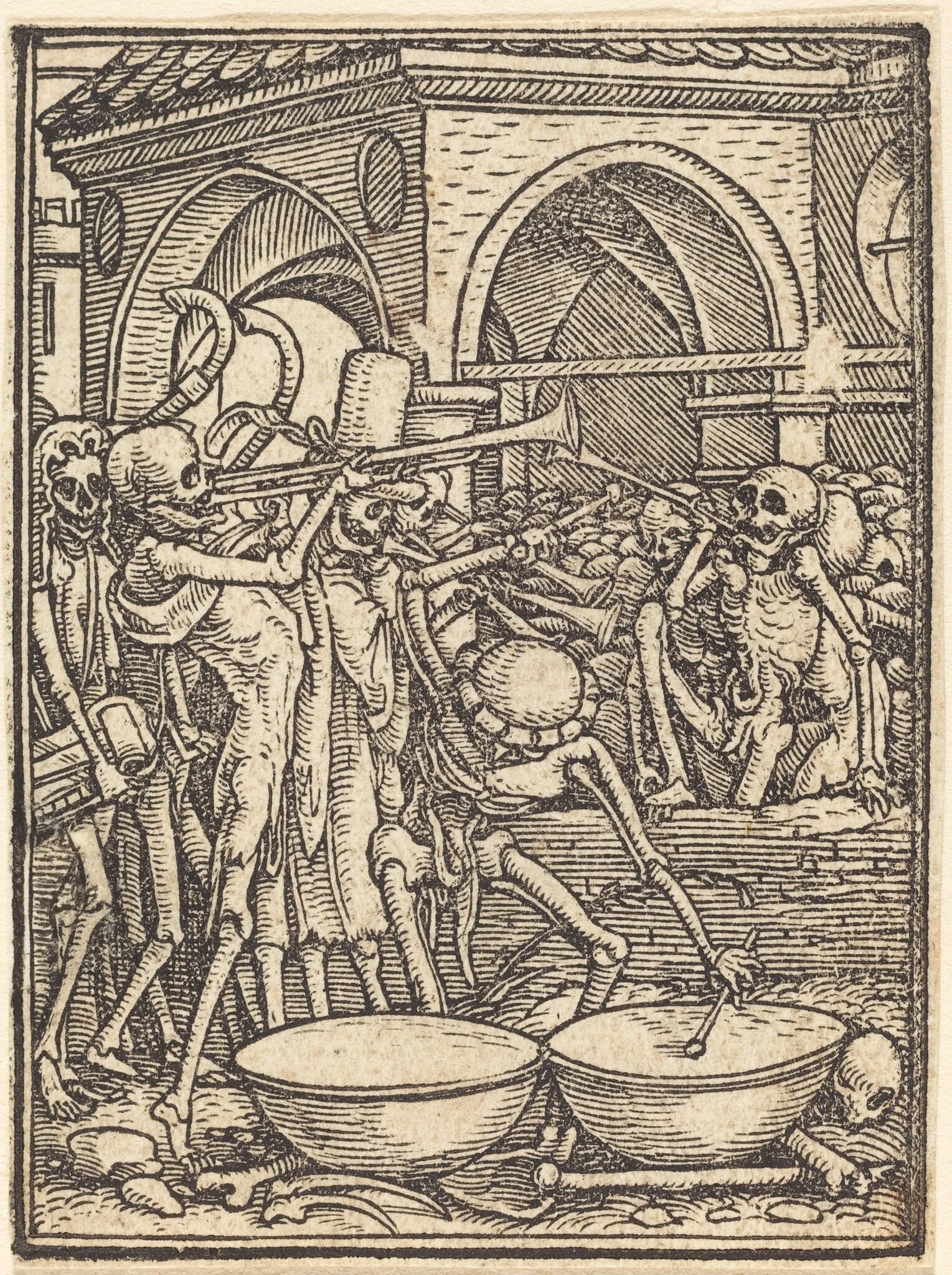 Skeletons Making Music, by Hans Lützelburger, ink, 1526