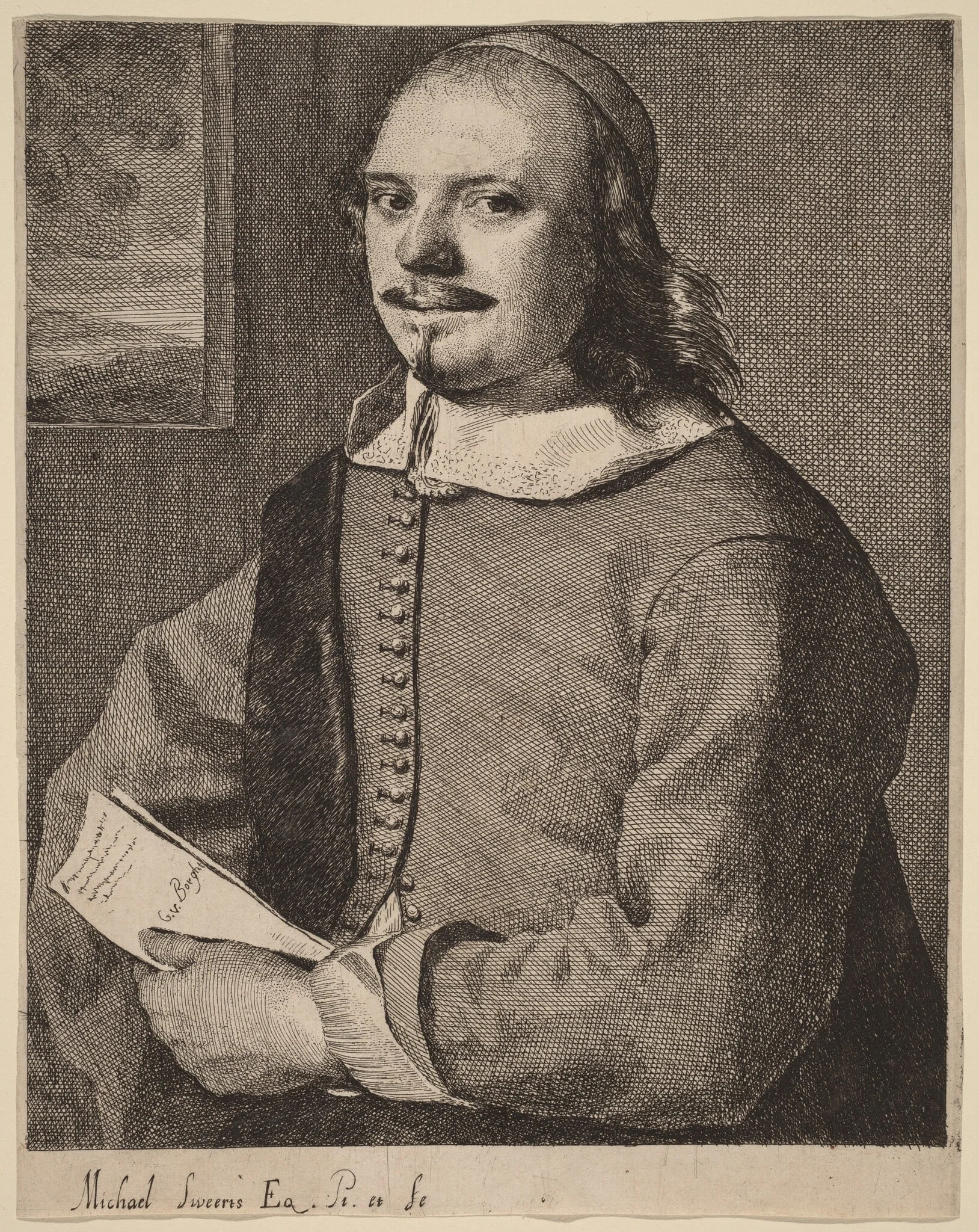 Willem van der Borcht, by Michael Sweerts, ink, 1654