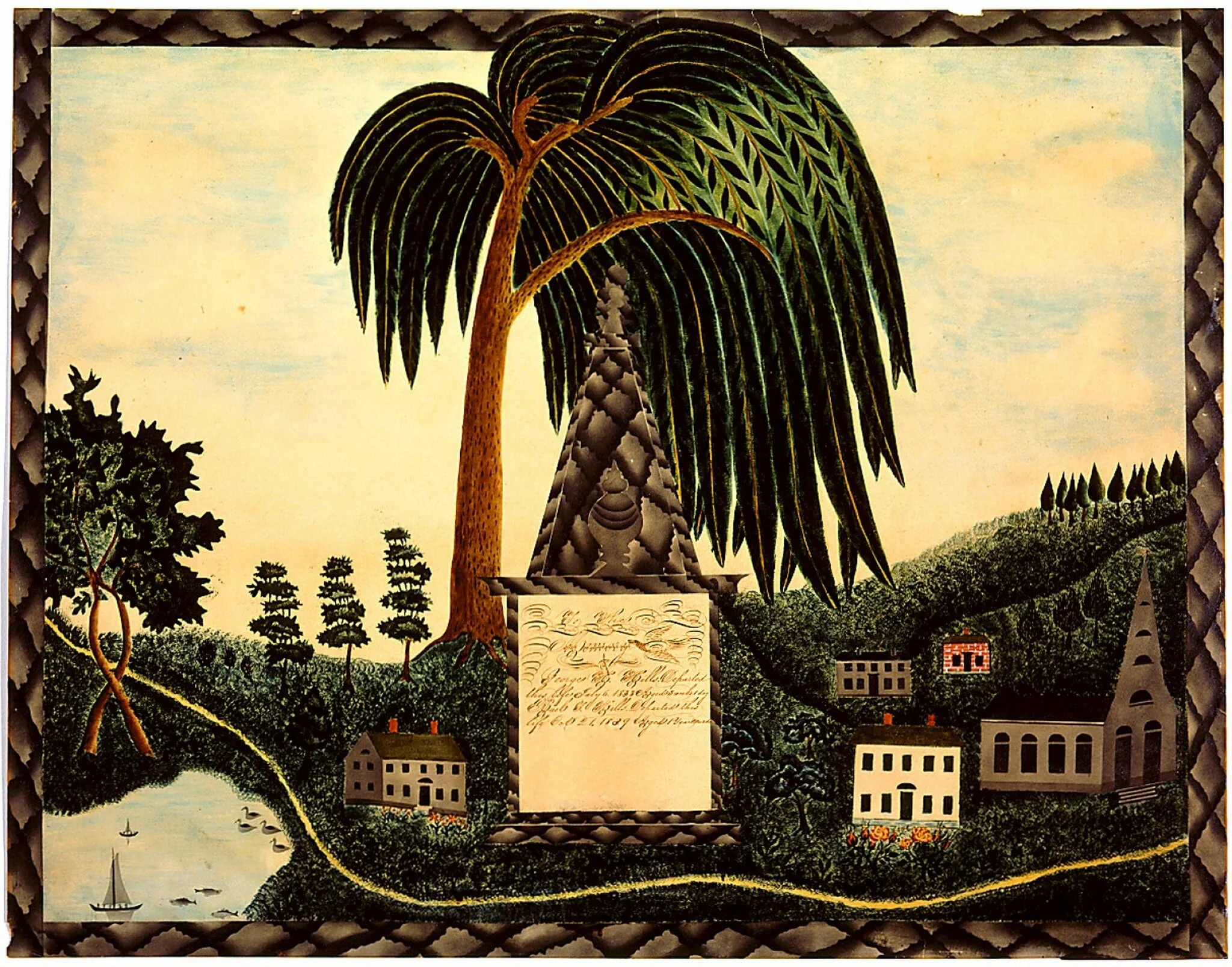 To the Memory of George H. and Ruel T. Hills, by American 19th Century, ink, 1839