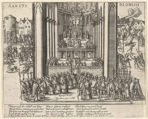 Composite Image Depicting Actions of Henri IV, King of France, upon His Abjuration of the Protestant Faith