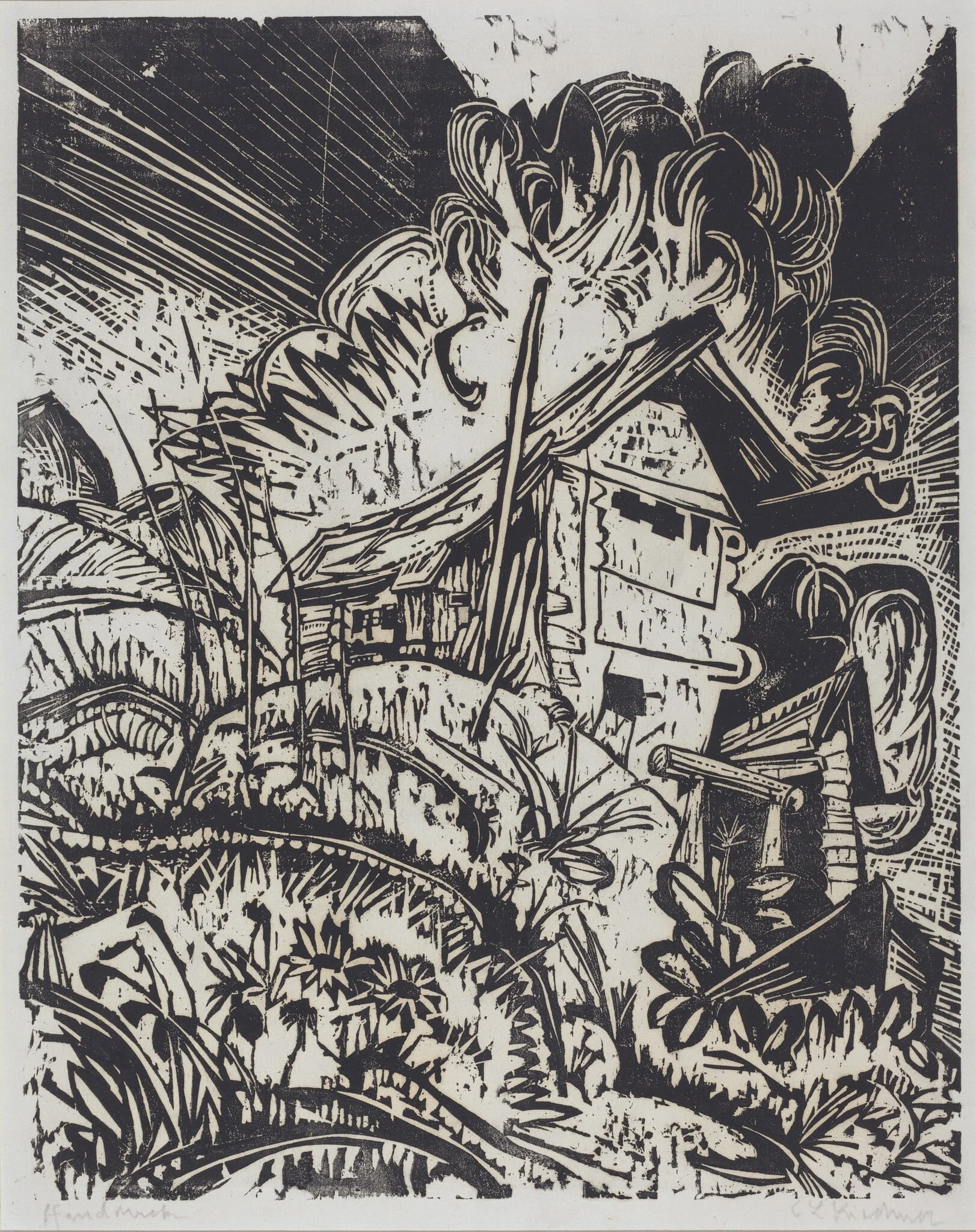 Mountain House, by Ernst Ludwig Kirchner, ink, 1917