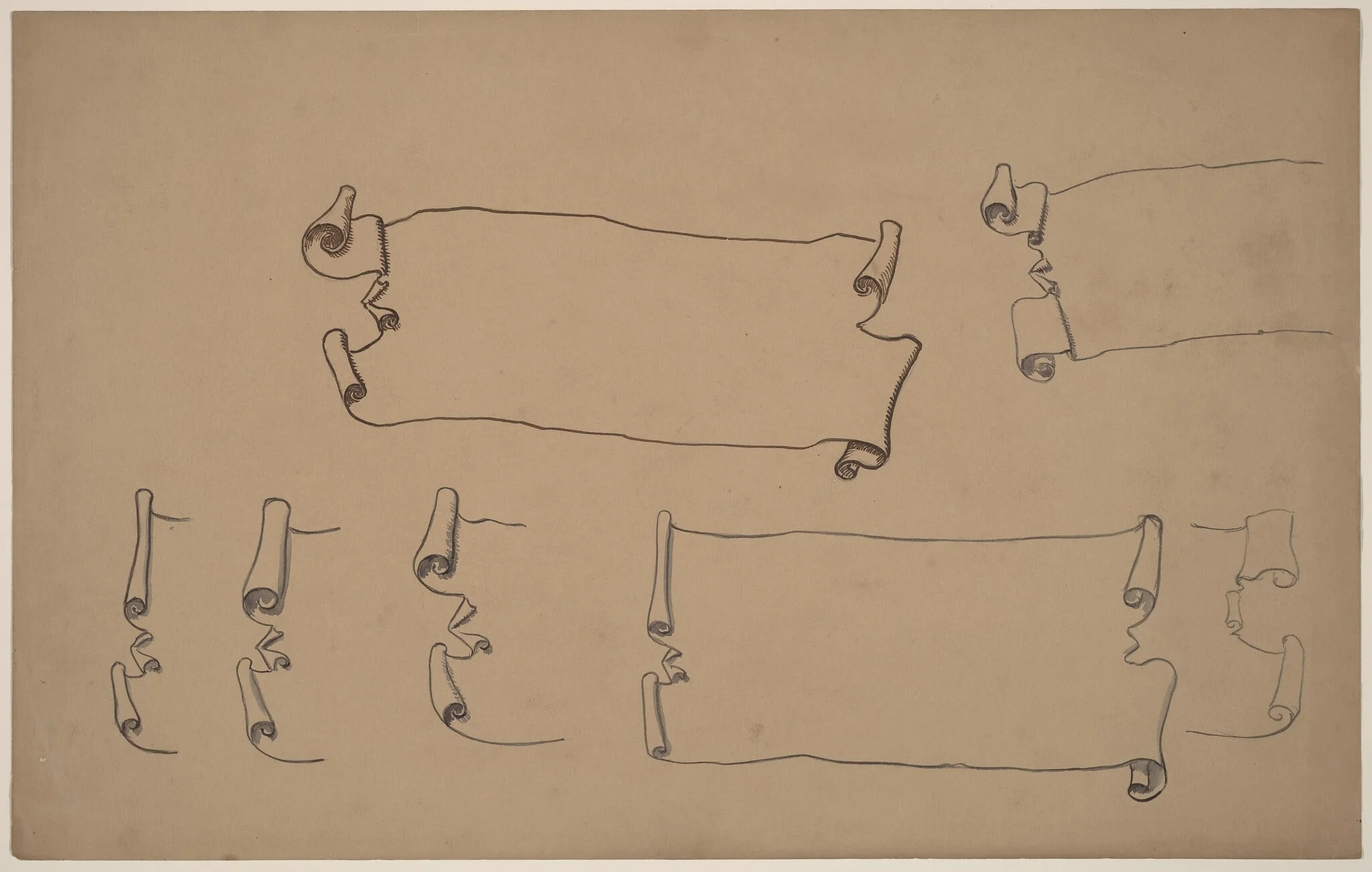 Sketches for a Scroll, by Charles Sprague Pearce, ink, 1894