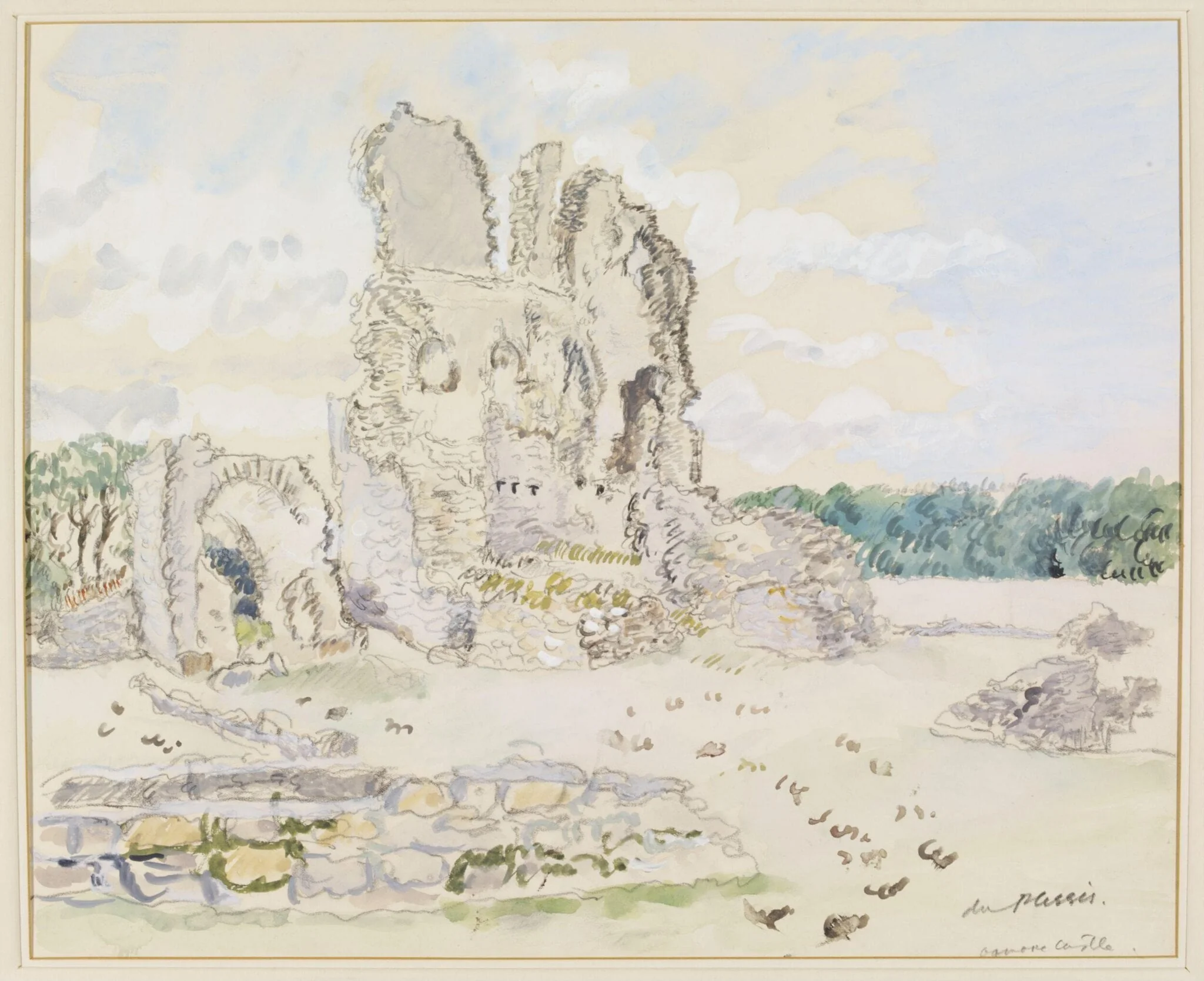 Ogmore Castle, Glamorganshire, by H. E. Du Plessis, watercolor, 1940