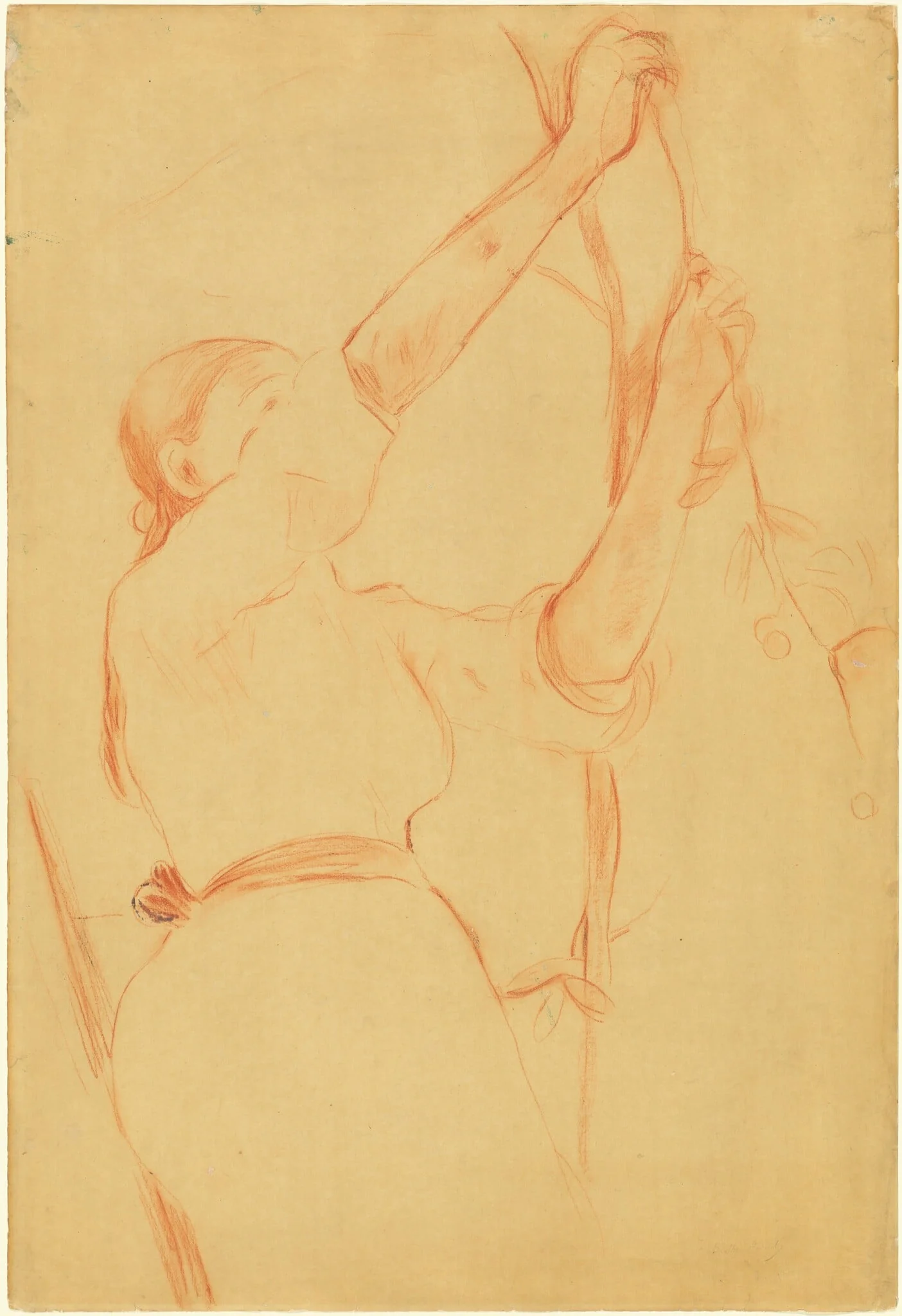 Girl Picking Cherries, by Berthe Morisot, chalk, 1891