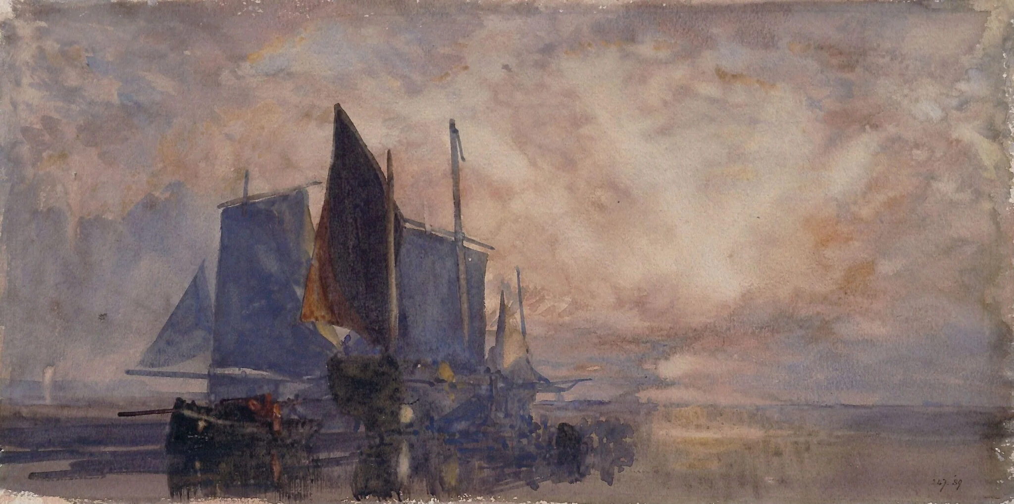 Fishing boats at anchor : Sunset