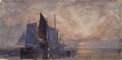 Fishing boats at anchor : Sunset
