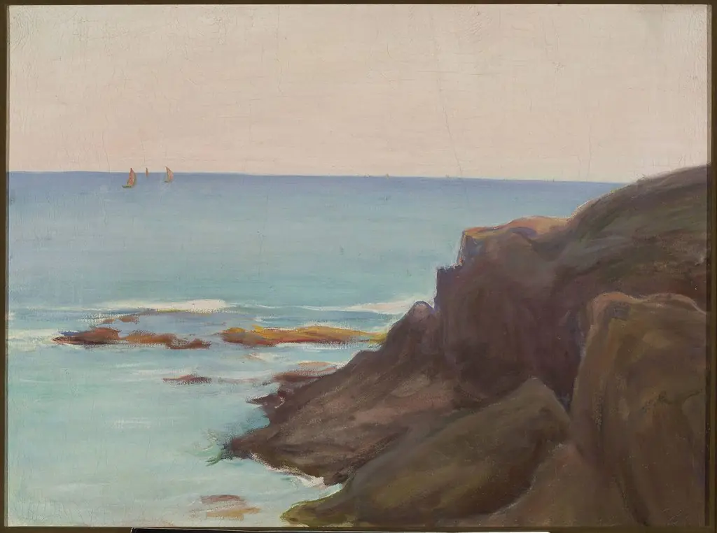 Marine landscape with three small boats