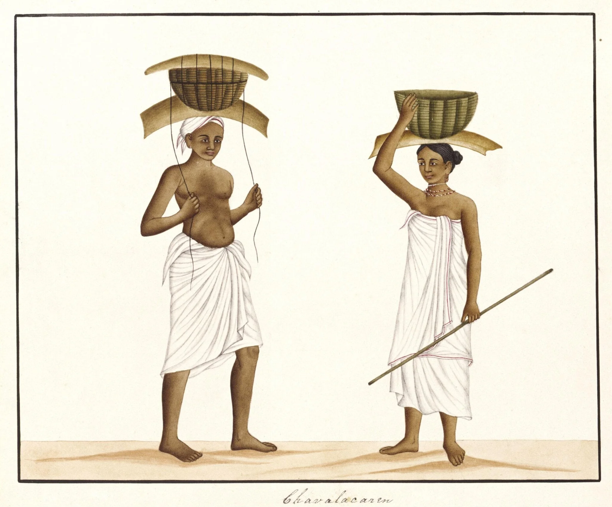 A basket weaver and his wife, by Unknown, paint, 1830