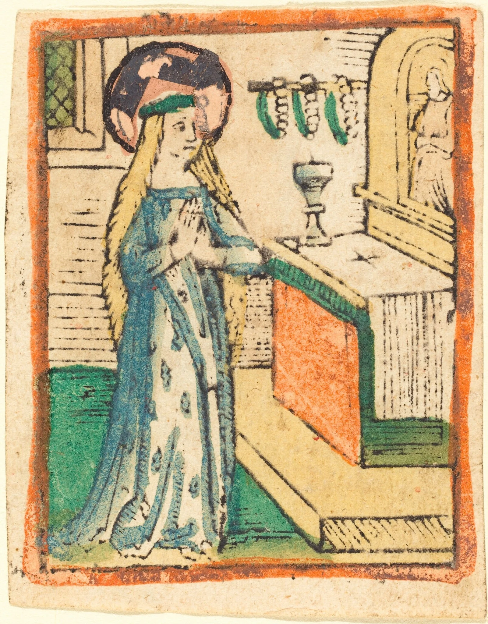 The Virgin in a Robe Embroidered with Ears  of Corn, by German 15th Century, ink, 1475
