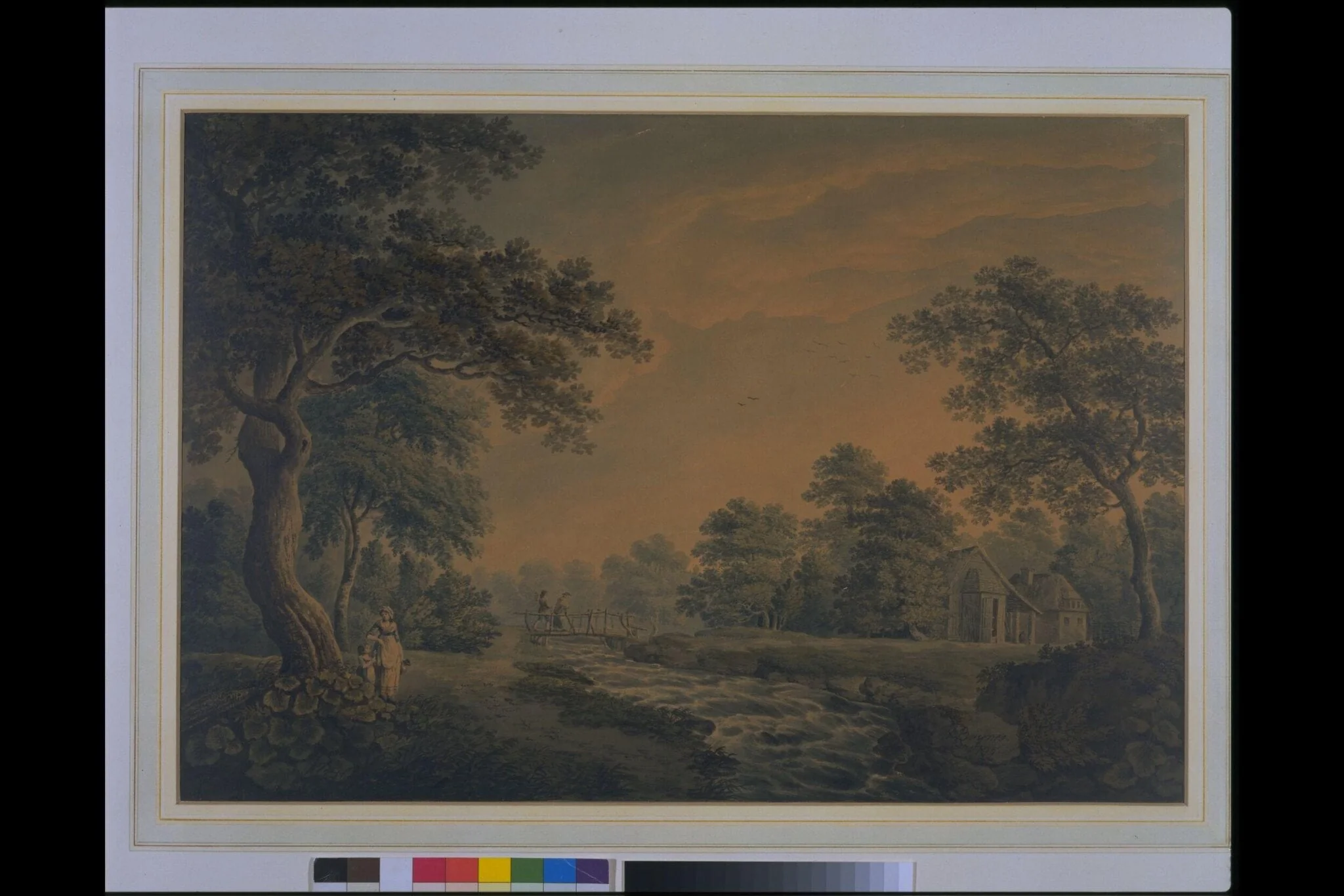 Landscape with stream and bridge