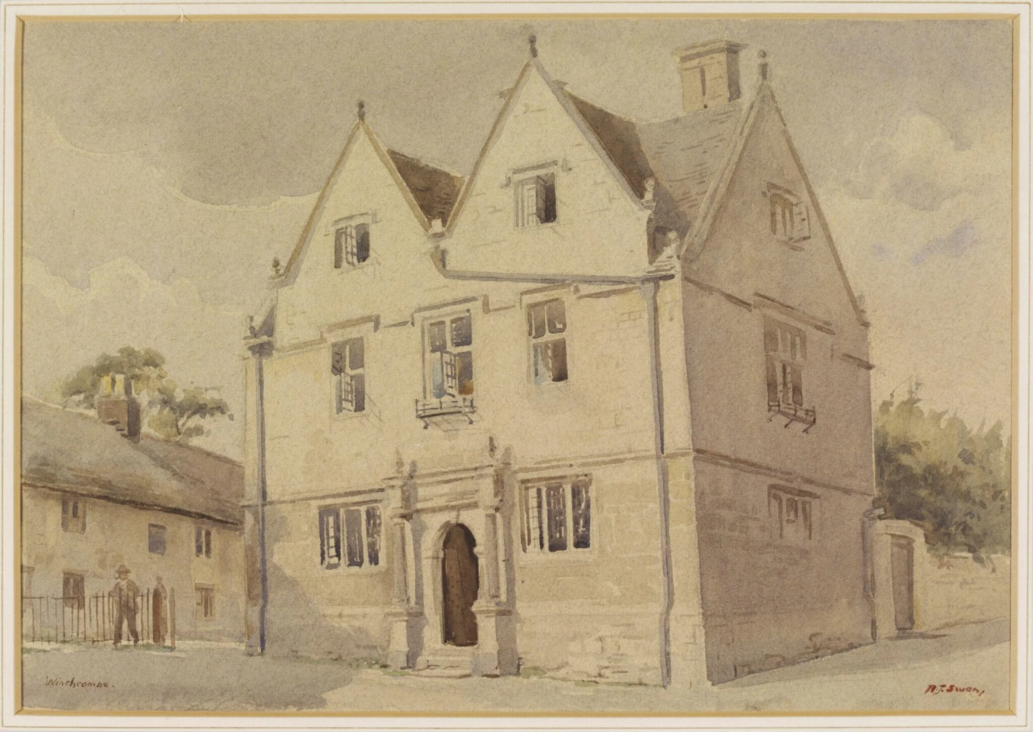 Jacobean House, Winchcombe, by Swan, watercolor, 1942