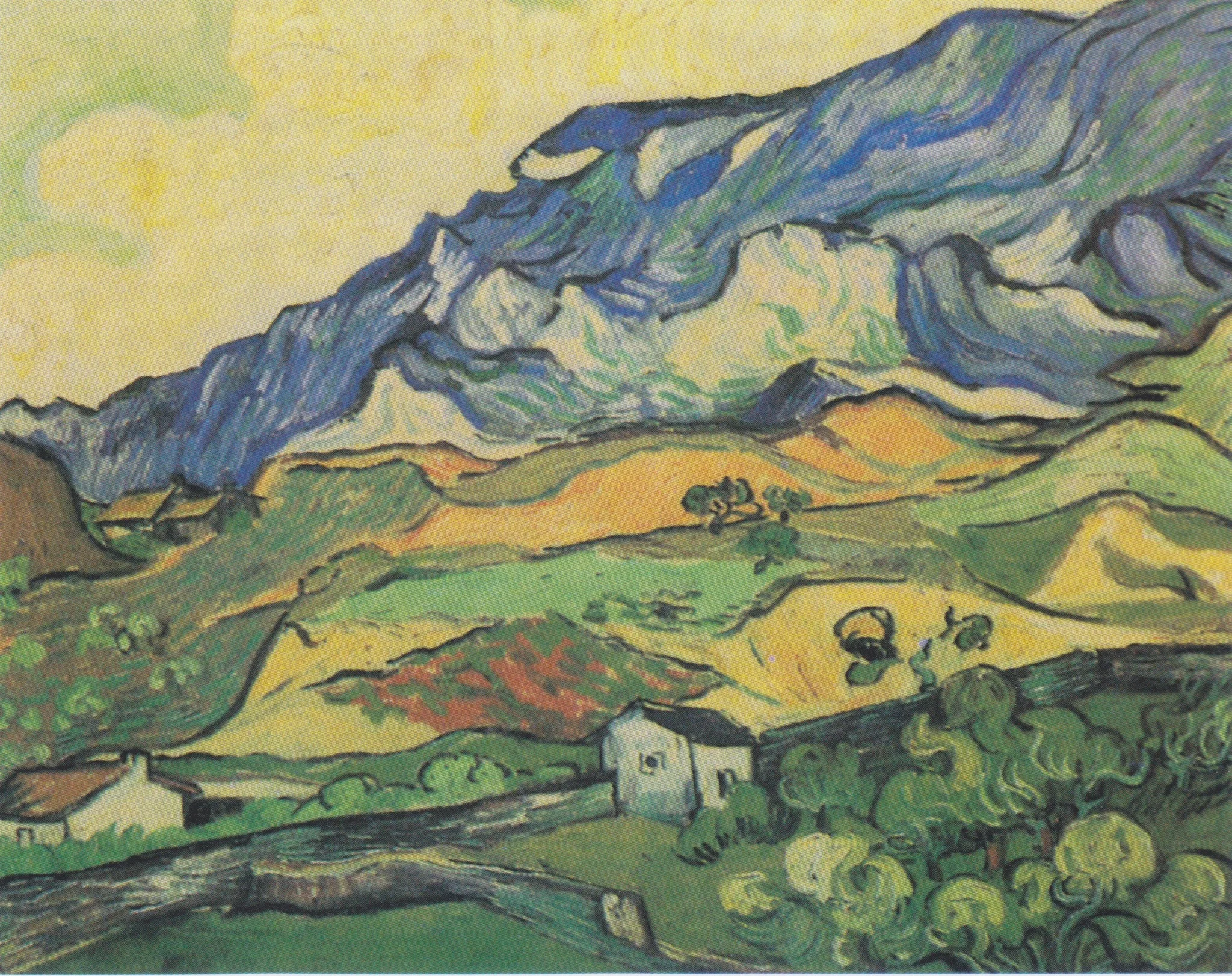 "Les Alpilles", mountain-landscape at Saint-Rémy, by Vincent van Gogh, oil, 1895