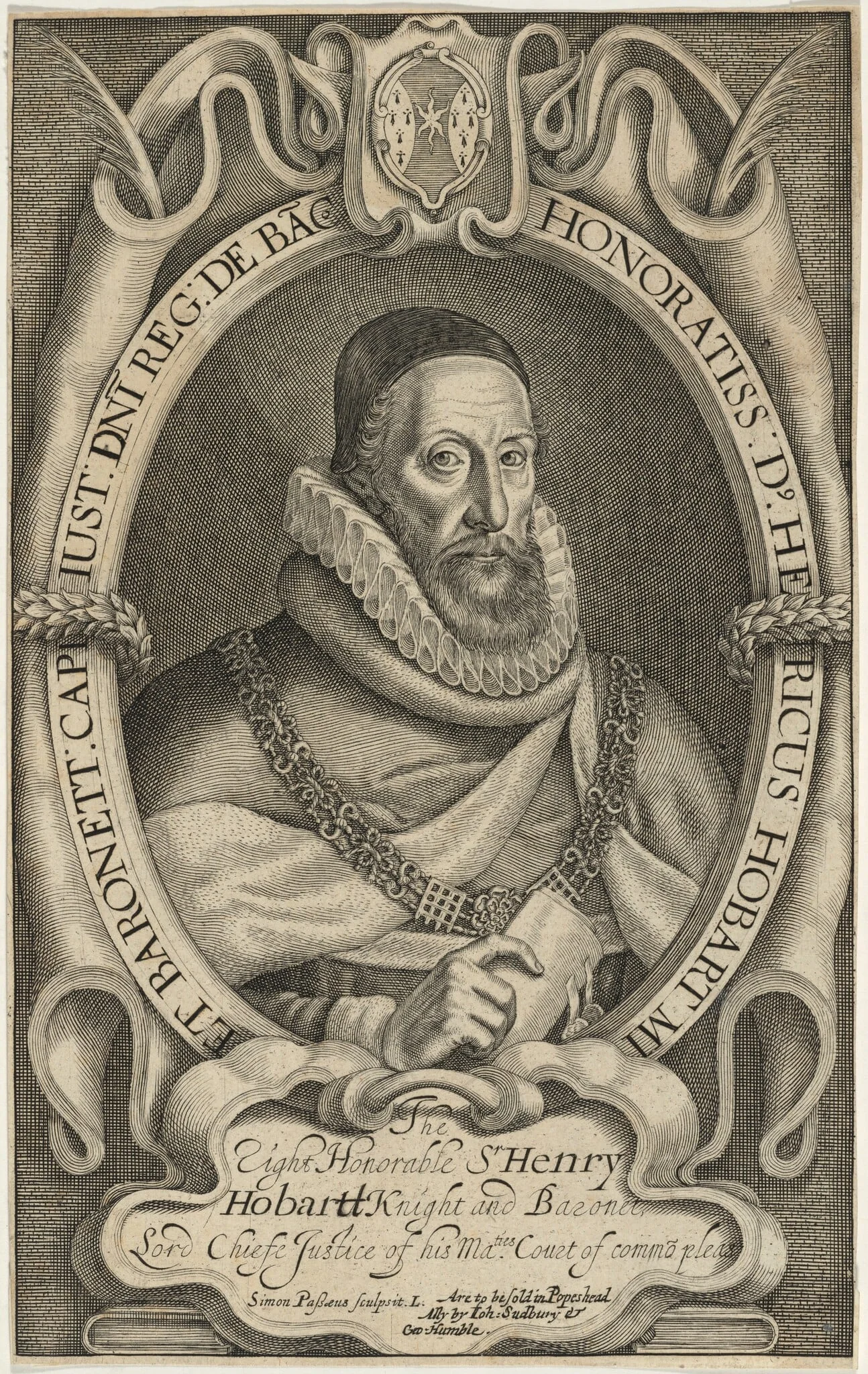 Sir Henry Hobart, by Simon van de Passe, ink, 1621