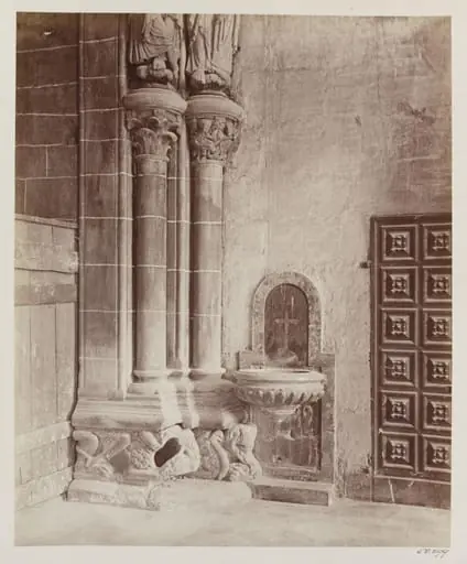 Cathedral, Santiago, Spain, Portico de la Gloria, detail of column at South wall
