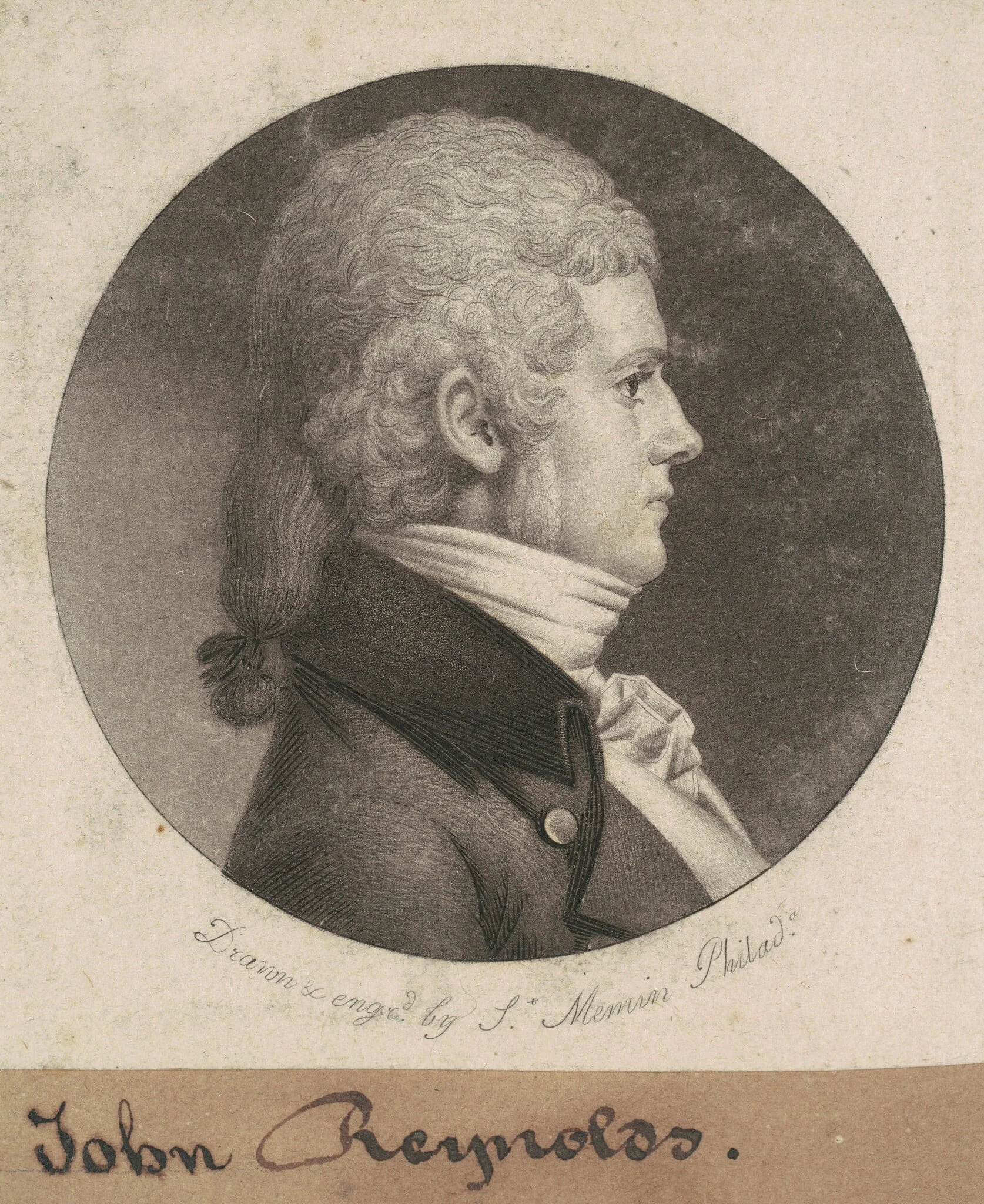 John Reynolds, by Charles Balthazar Julien Févret de Saint-Mémin, ink, 1802