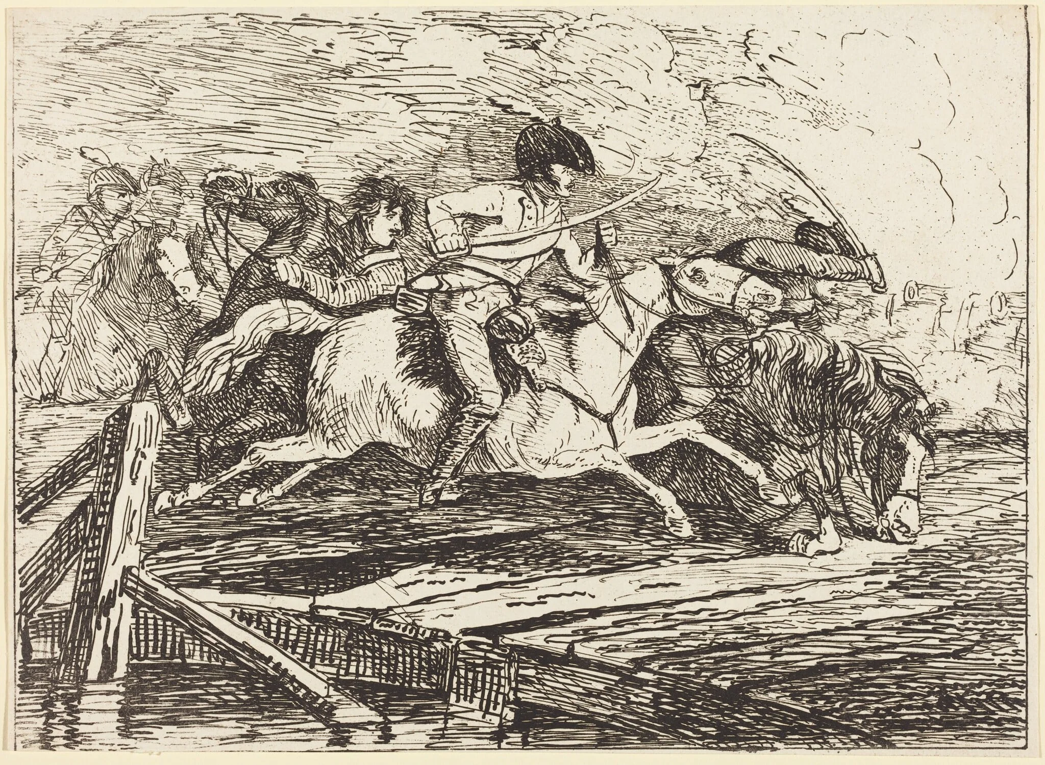 Cavalry Charging, by Conrad Gessner, ink, 1801