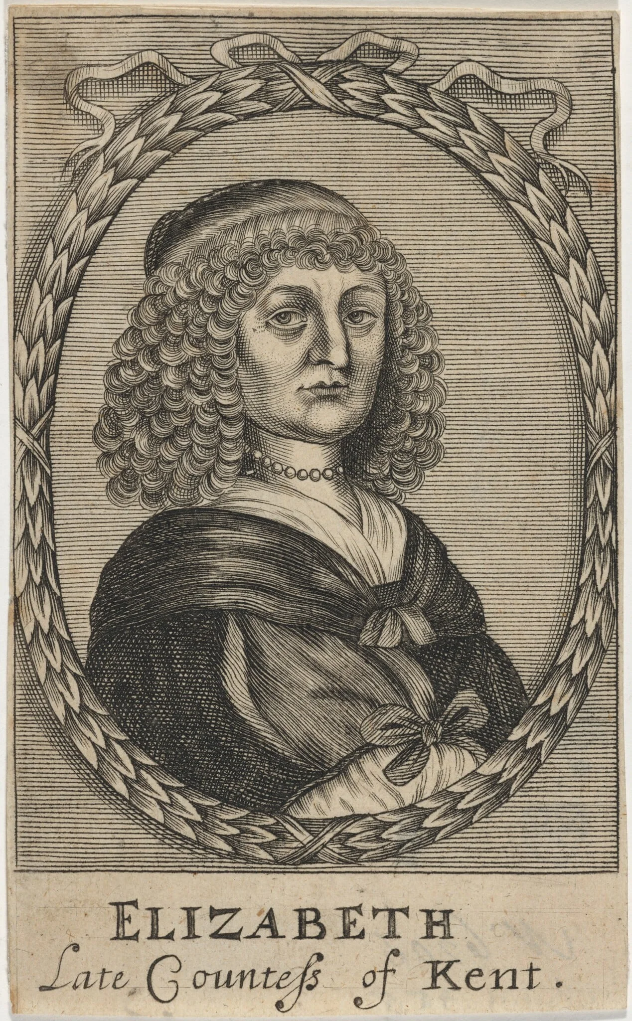 Elizabeth Talbot, Countess of Kent, Authoress, by John Chantry, ink, 1656
