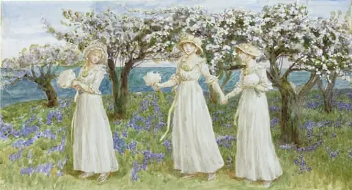 Three girls in white