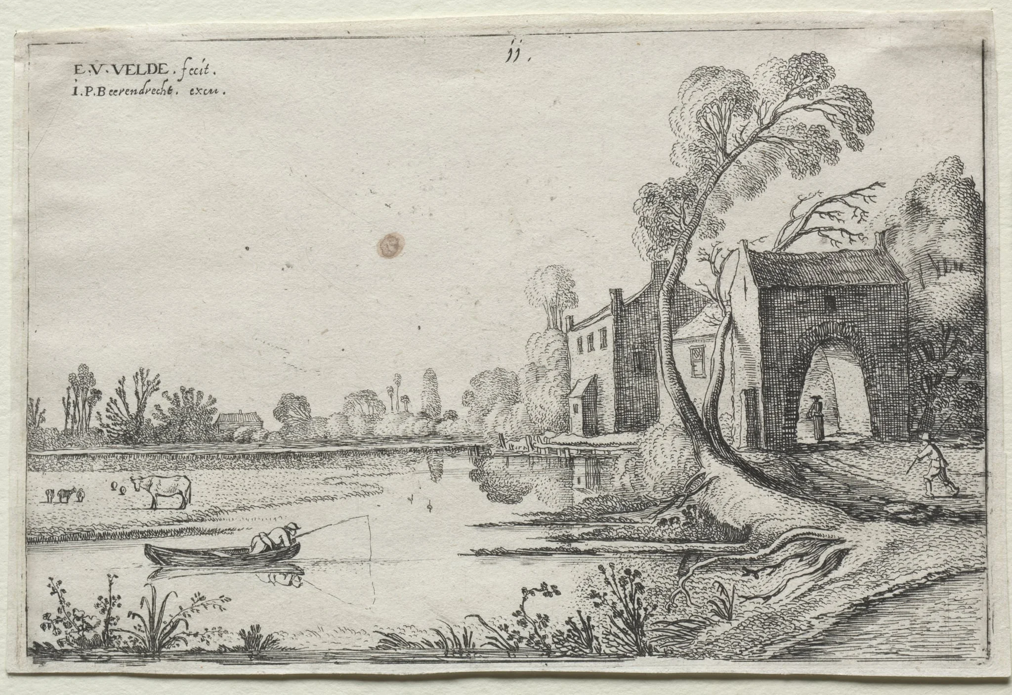 Landscape with a River and a  Gatehouse, by Esaias van de Velde, 1614