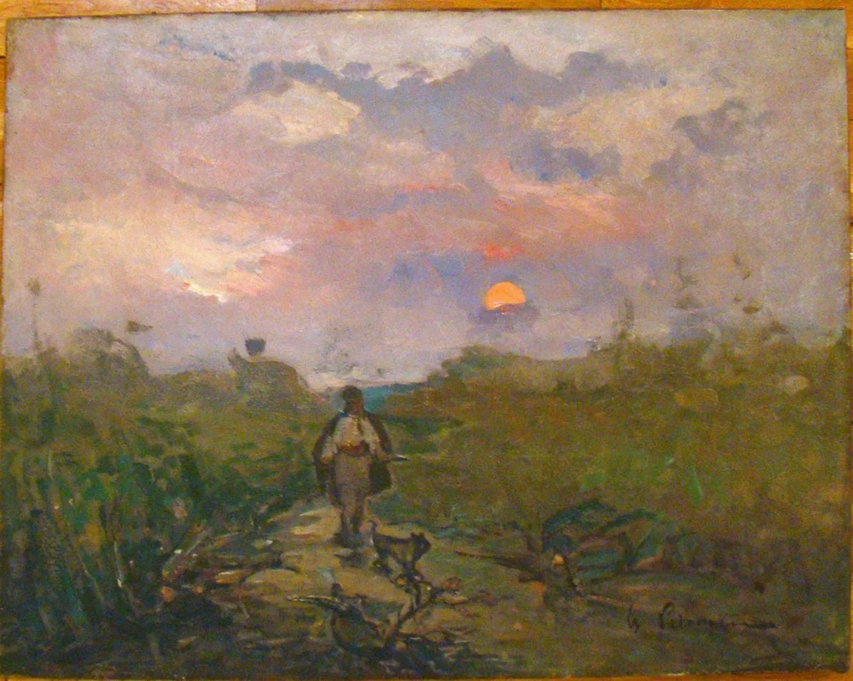 Apus de soare pe Siret, by Gheorghe Petrașcu, 1920
