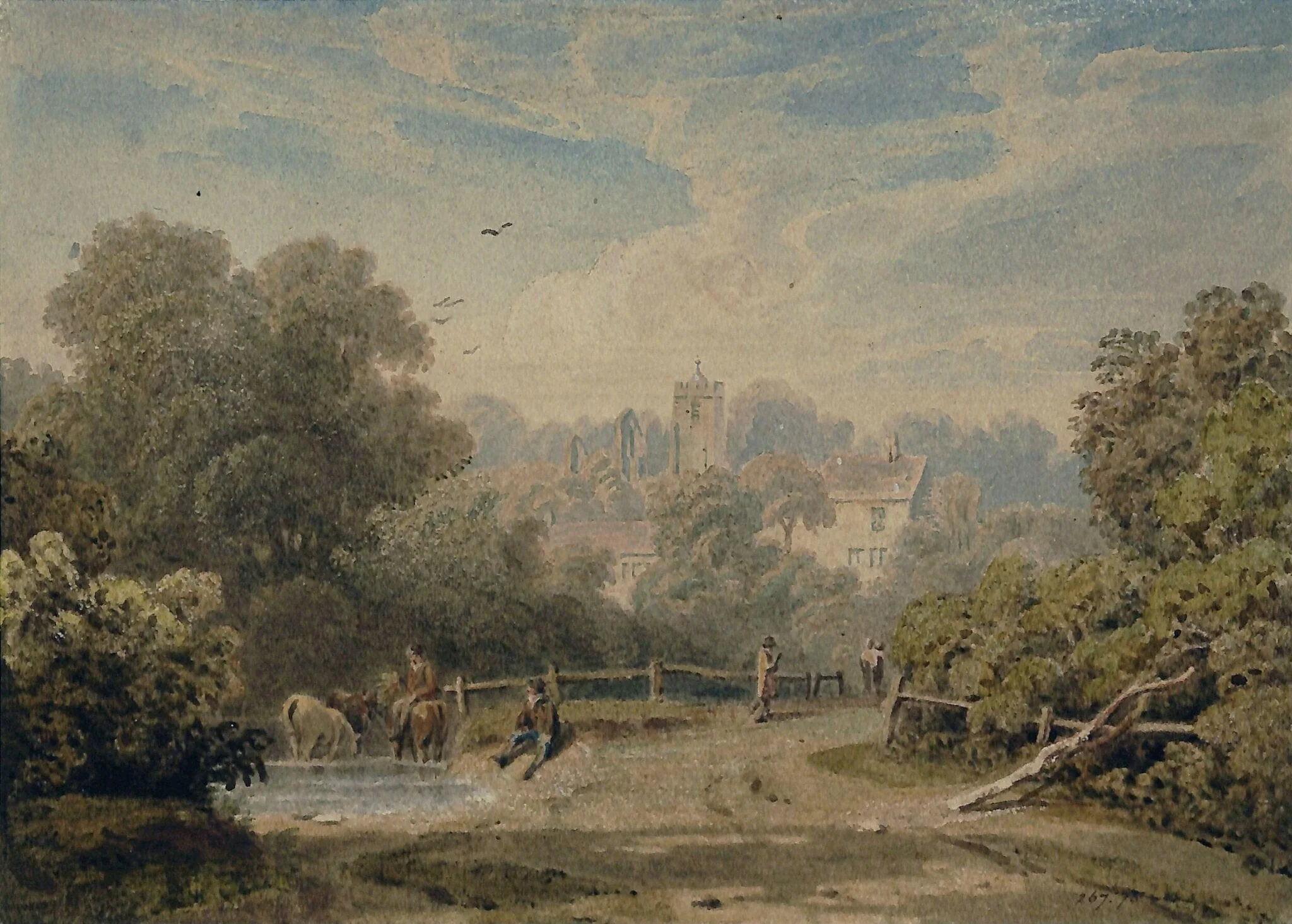 Crowhurst near Hastings, by Dorrell, watercolor, 1800