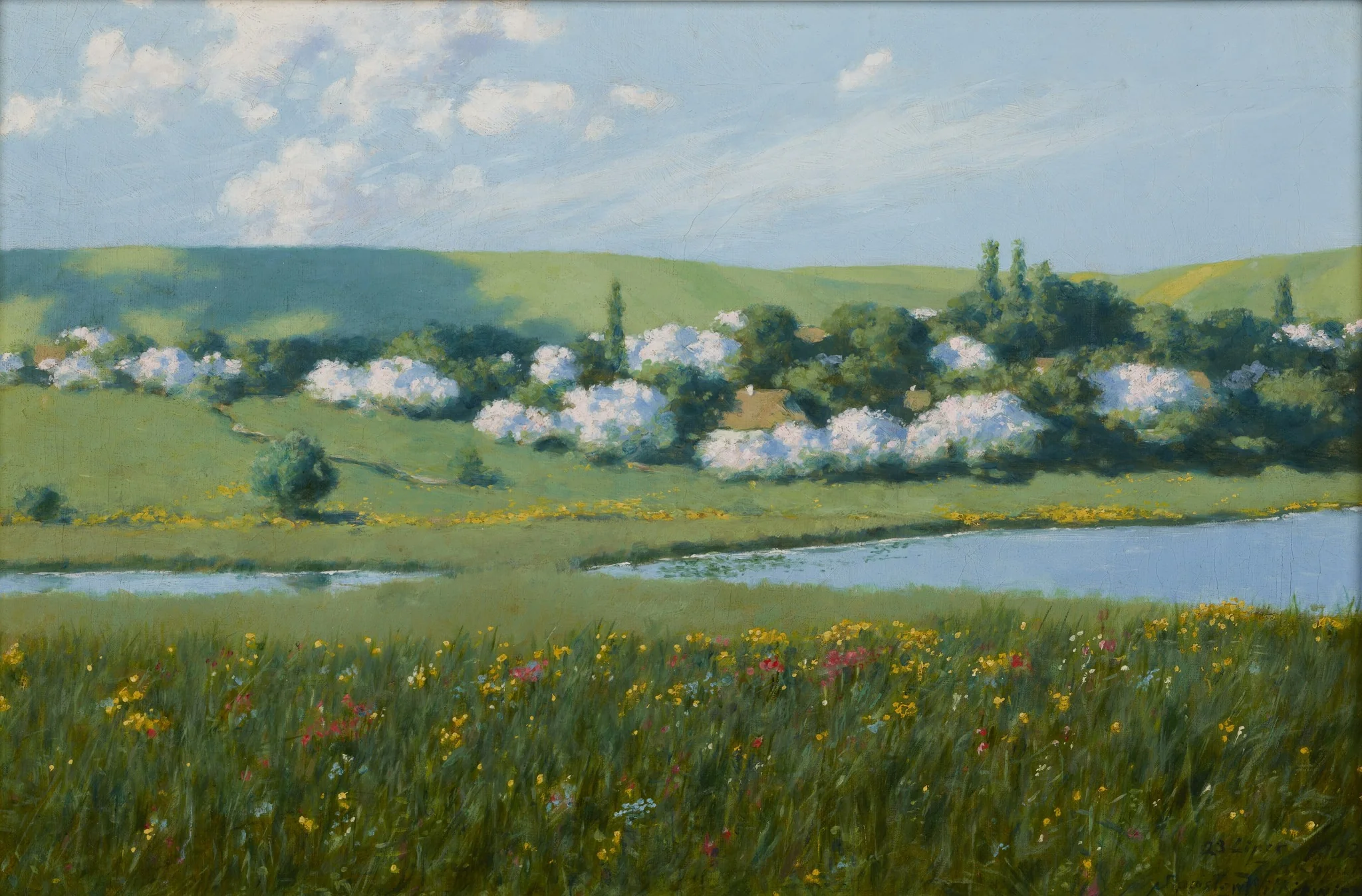 Spring Landscape with a Pond, by Stanisław Witkiewicz, oil, 1902