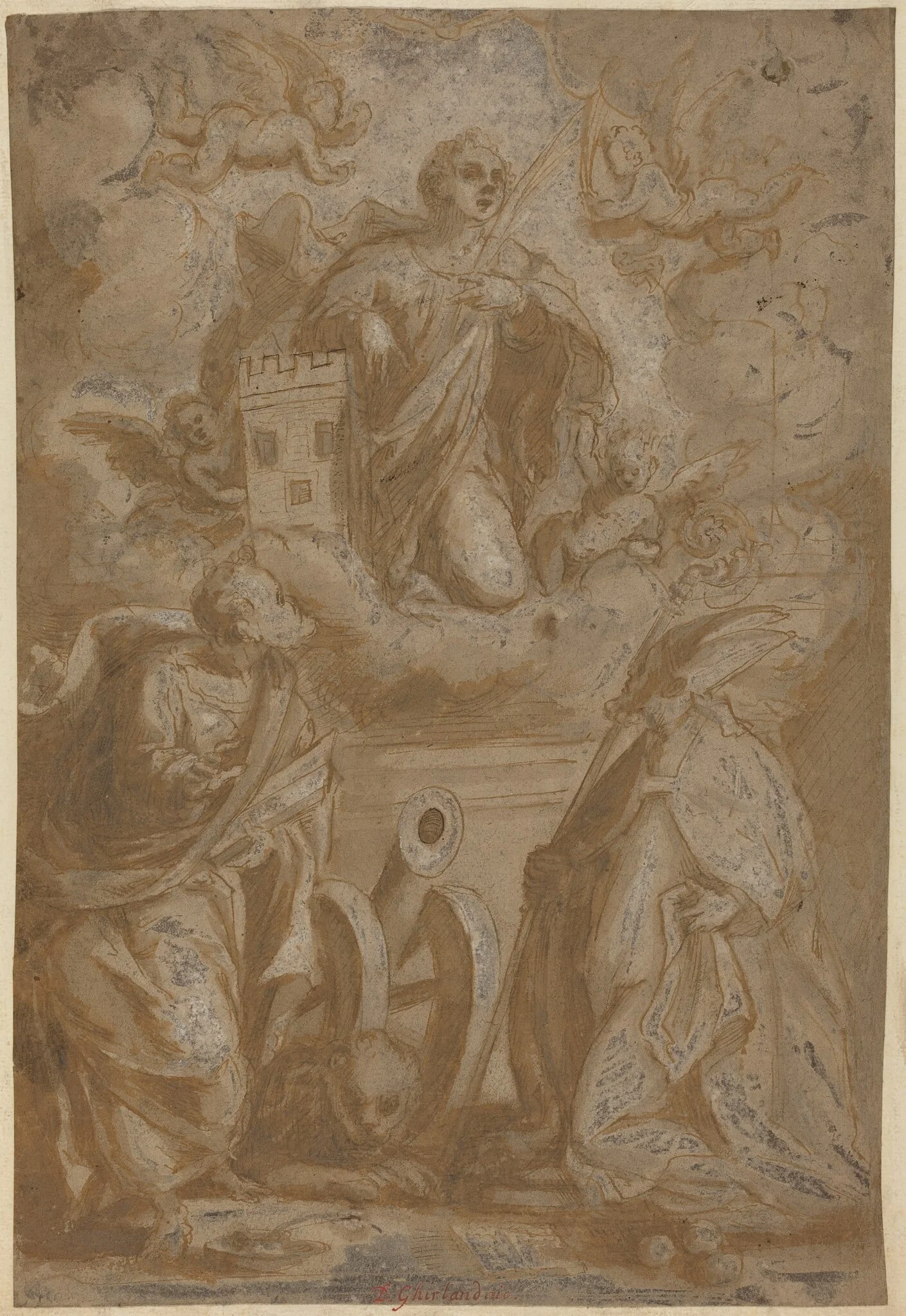 Saint Barbara in Glory with Saints Nicholas and Jerome