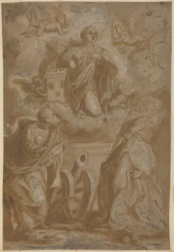 Saint Barbara in Glory with Saints Nicholas and Jerome