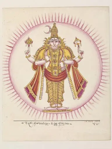 Chandra, the moon, represented as the god Vishnu.