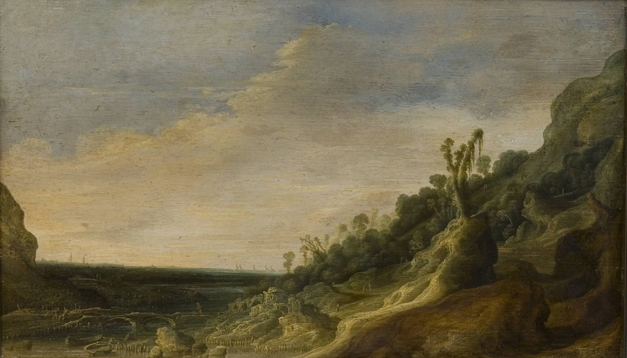 Mountain Scenery with a View of a River and the Sea