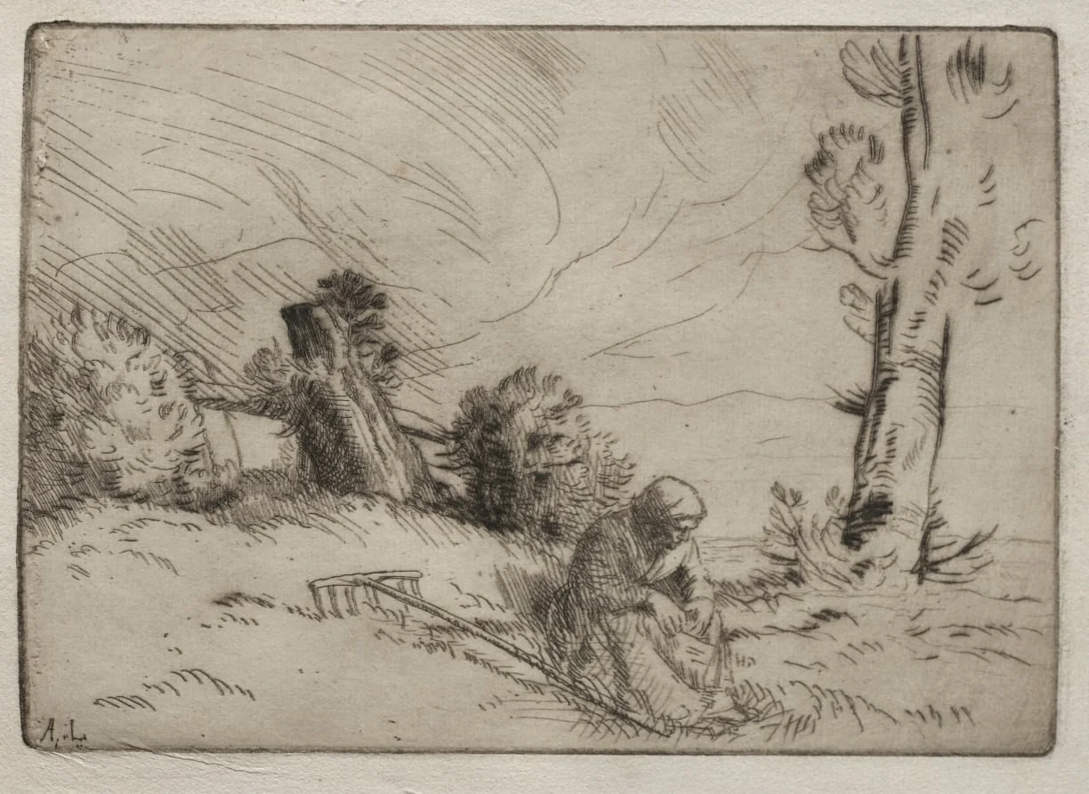 Peasant Woman Seated near a Hedge