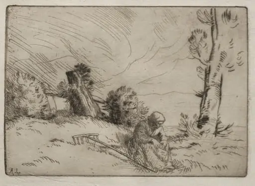 Peasant Woman Seated near a Hedge