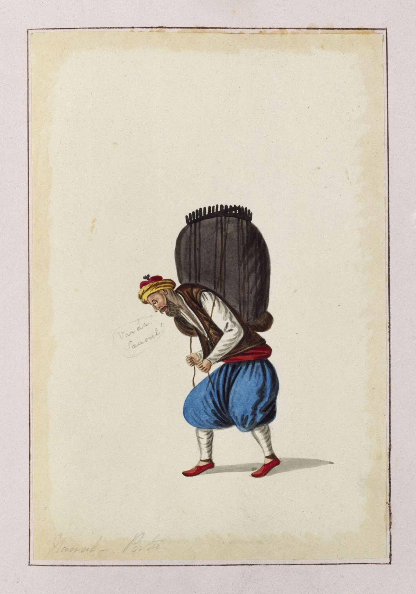 Hamal - Porter, by Charles Frederick Brockdorff, watercolor, 1832